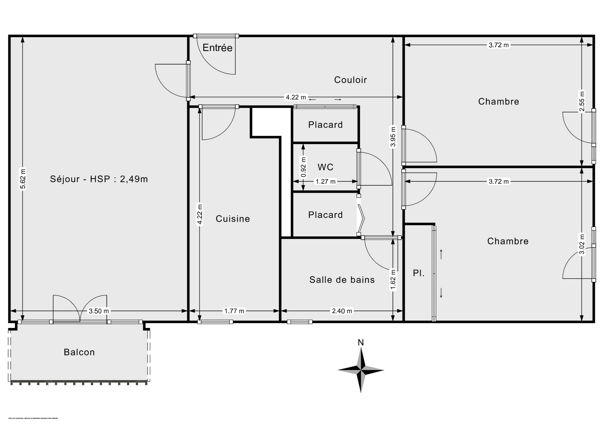 Plan 2D - Appartement 59.72 Villejuif