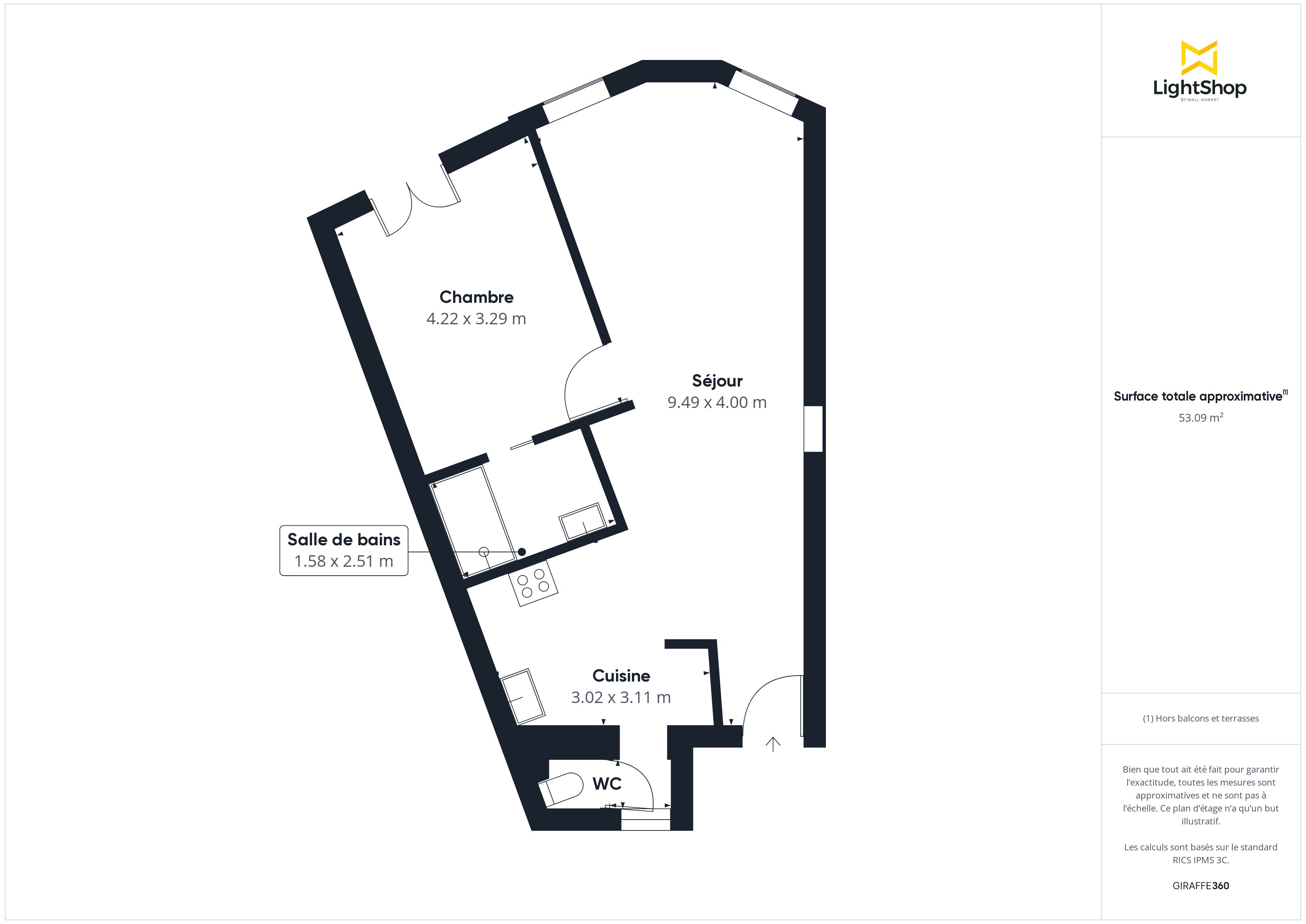 Plan 2D - Appartement 52.24 Nantes