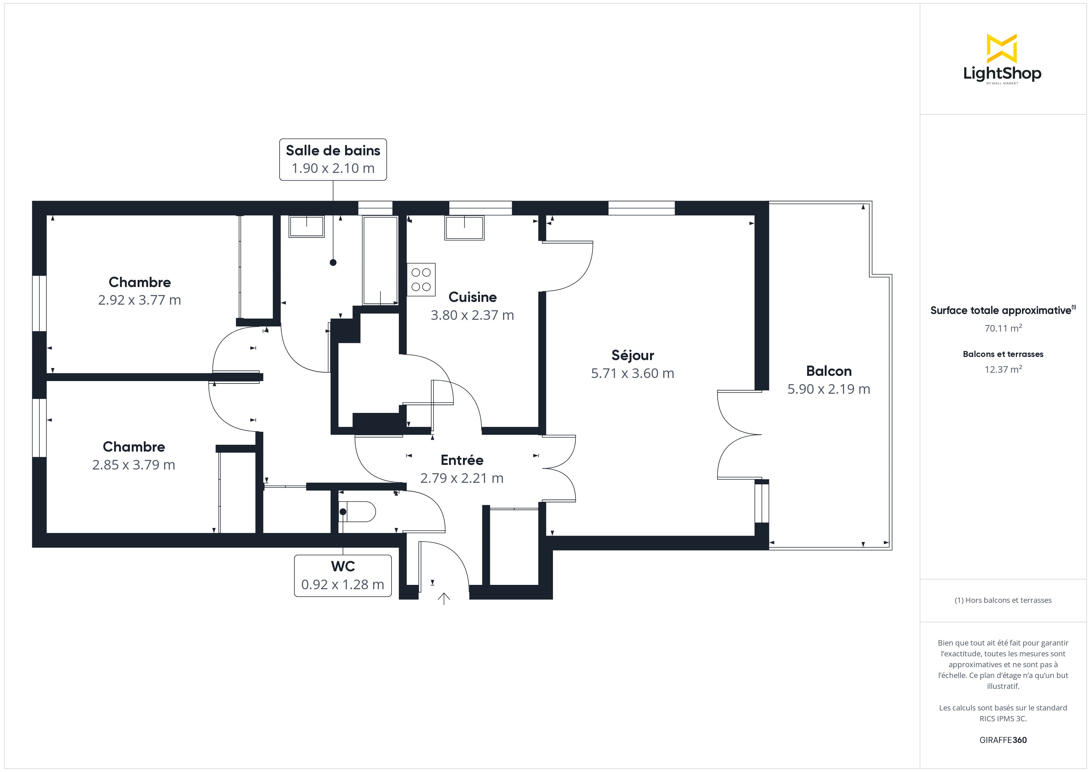 Plan 2D - Appartement 69.0 Nantes