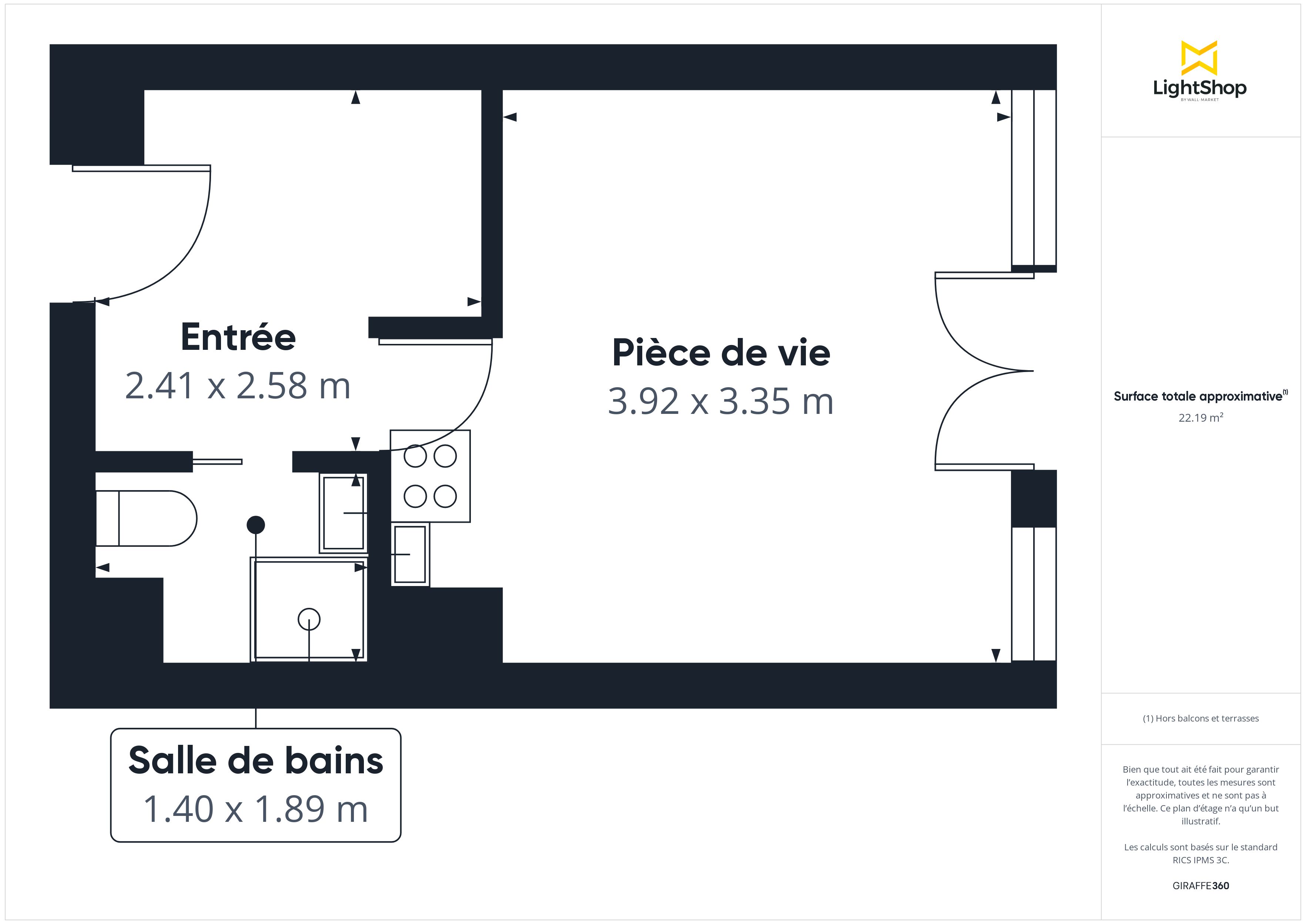 Plan 2D - Appartement 22.73 Paris