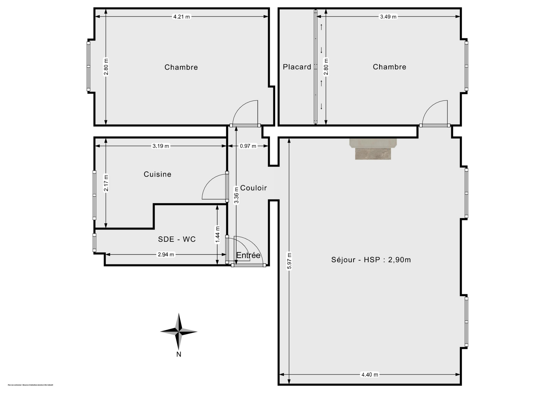 Plan 2D - Appartement 61.02 Paris