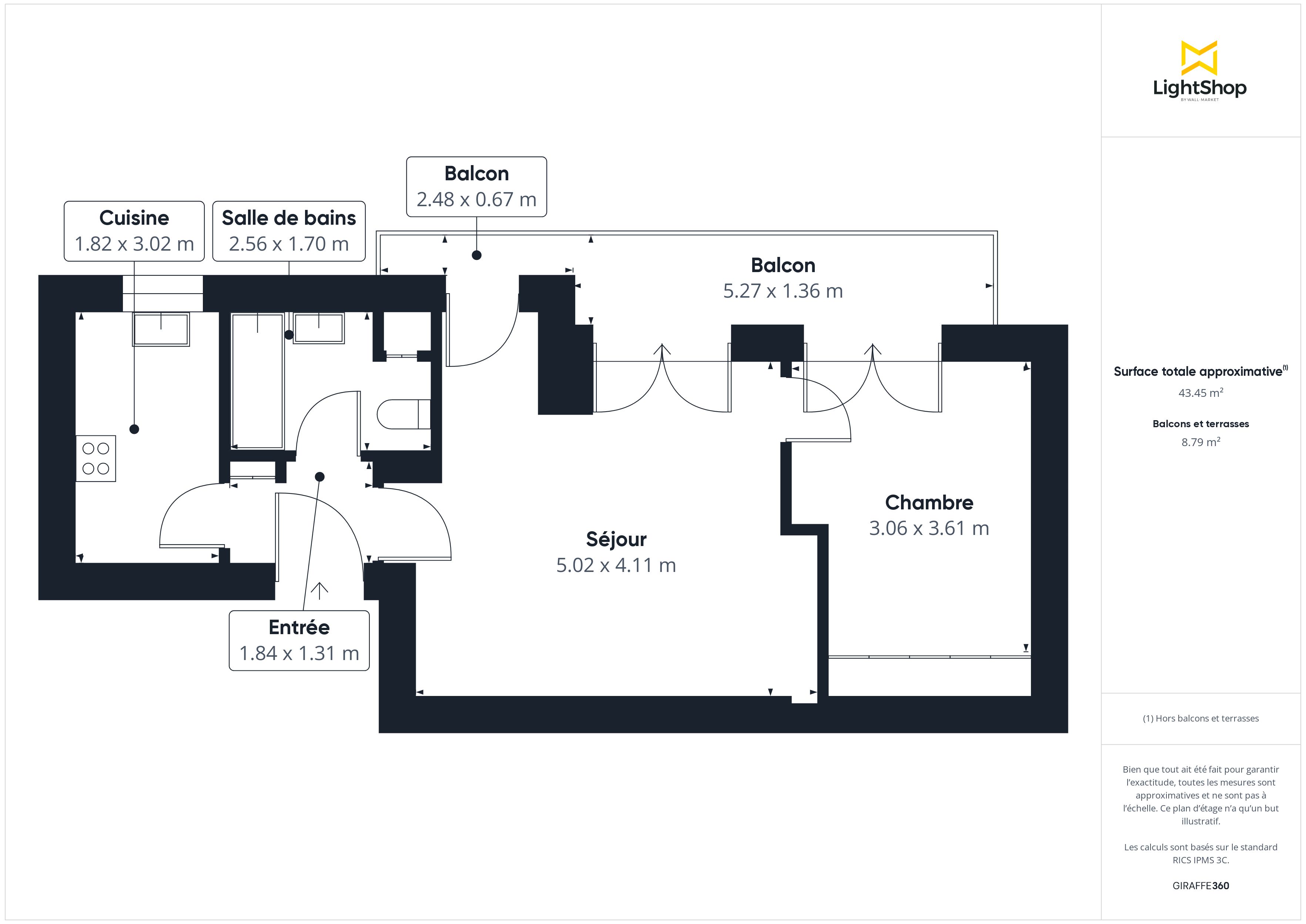 Plan 2D - Appartement 44.14 Issy-les-Moulineaux