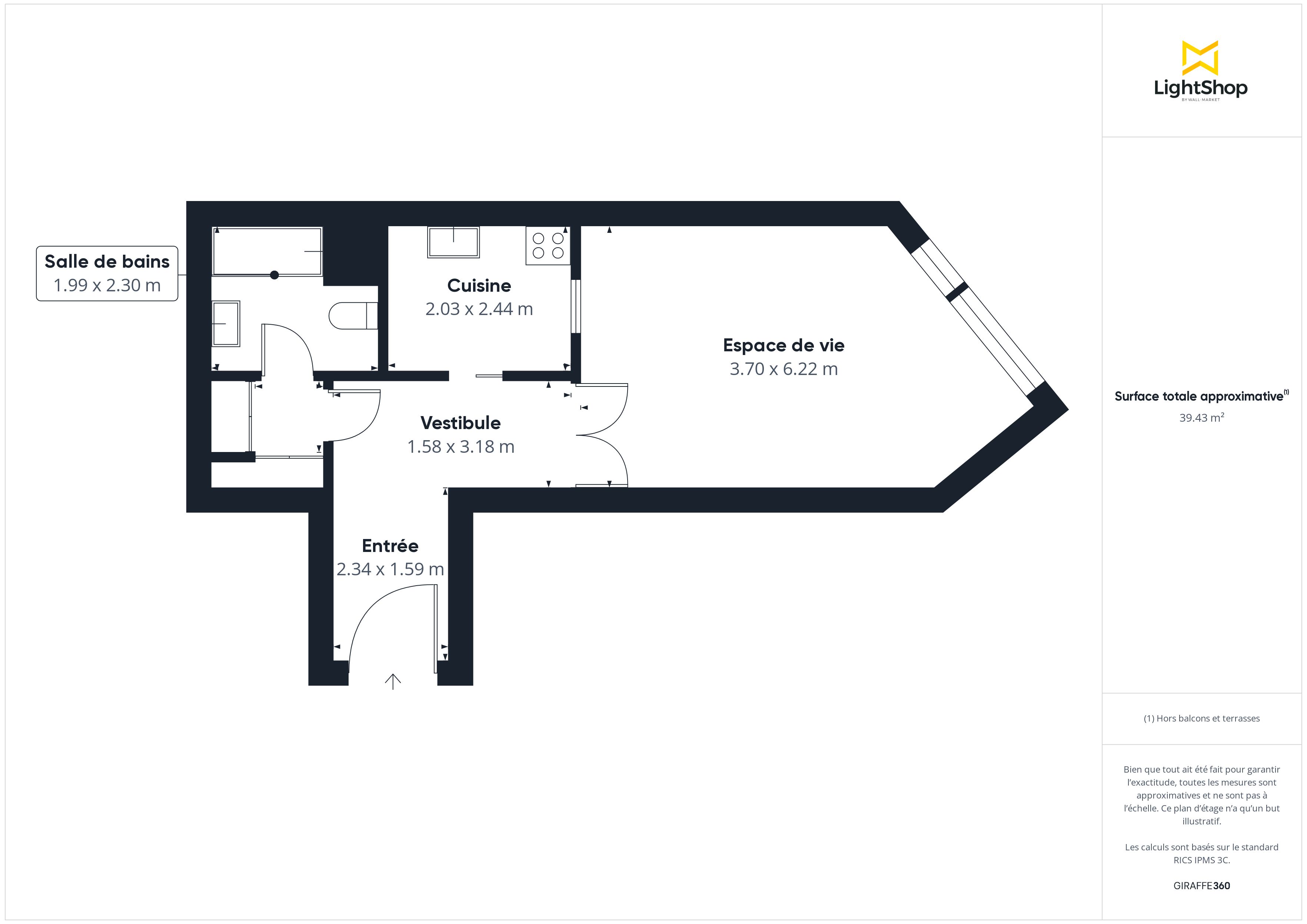 Plan 2D - Appartement 40.44 Paris