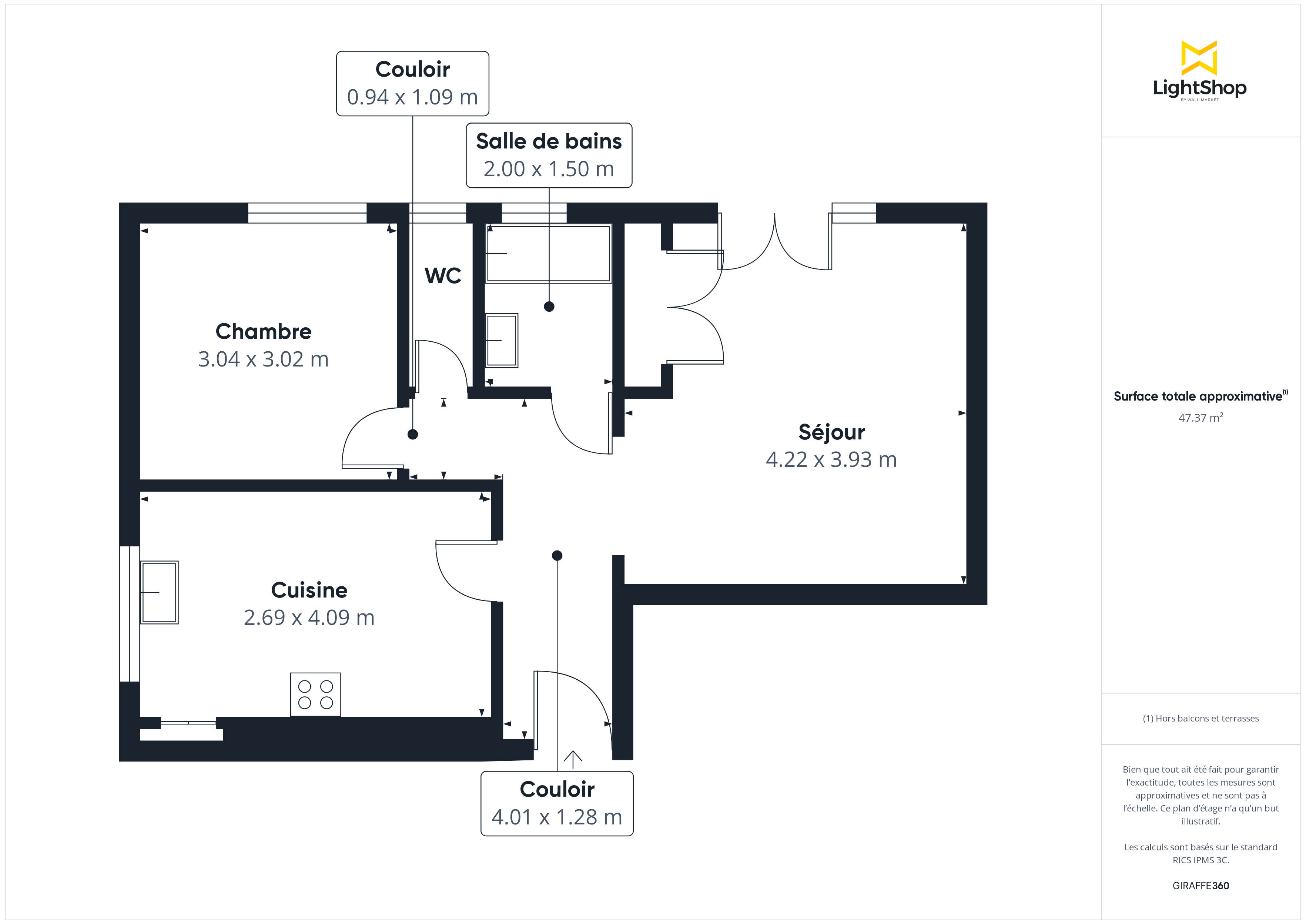 Plan 2D - Appartement 49.58 Nantes
