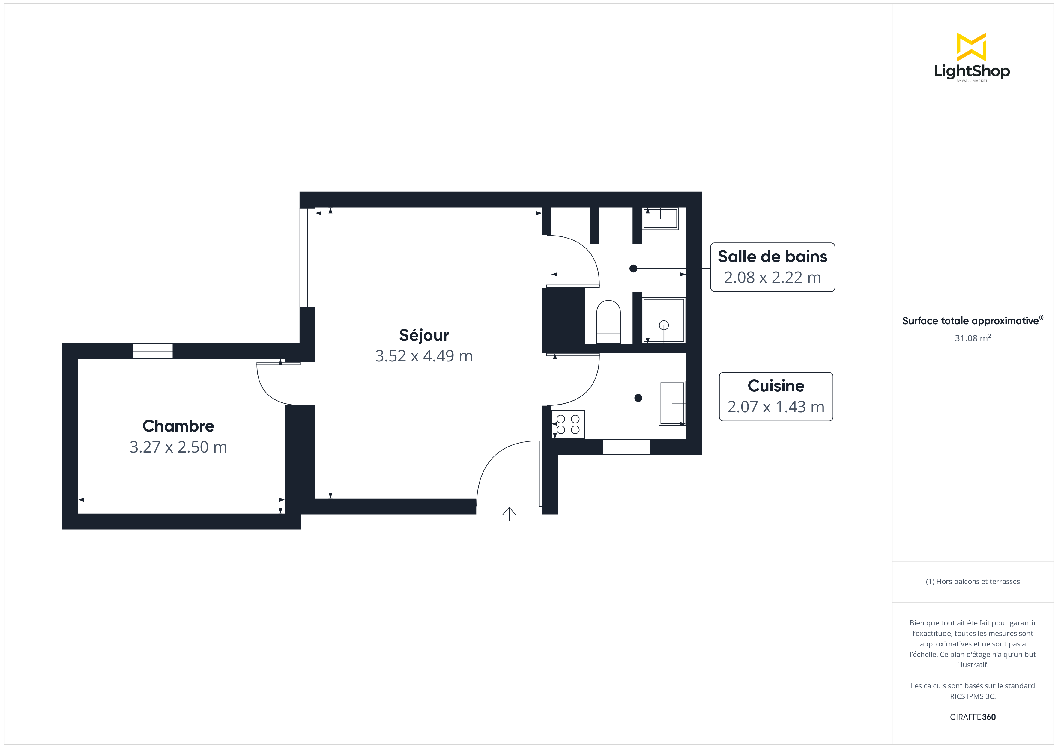 Plan 2D - Appartement 32.0 Paris