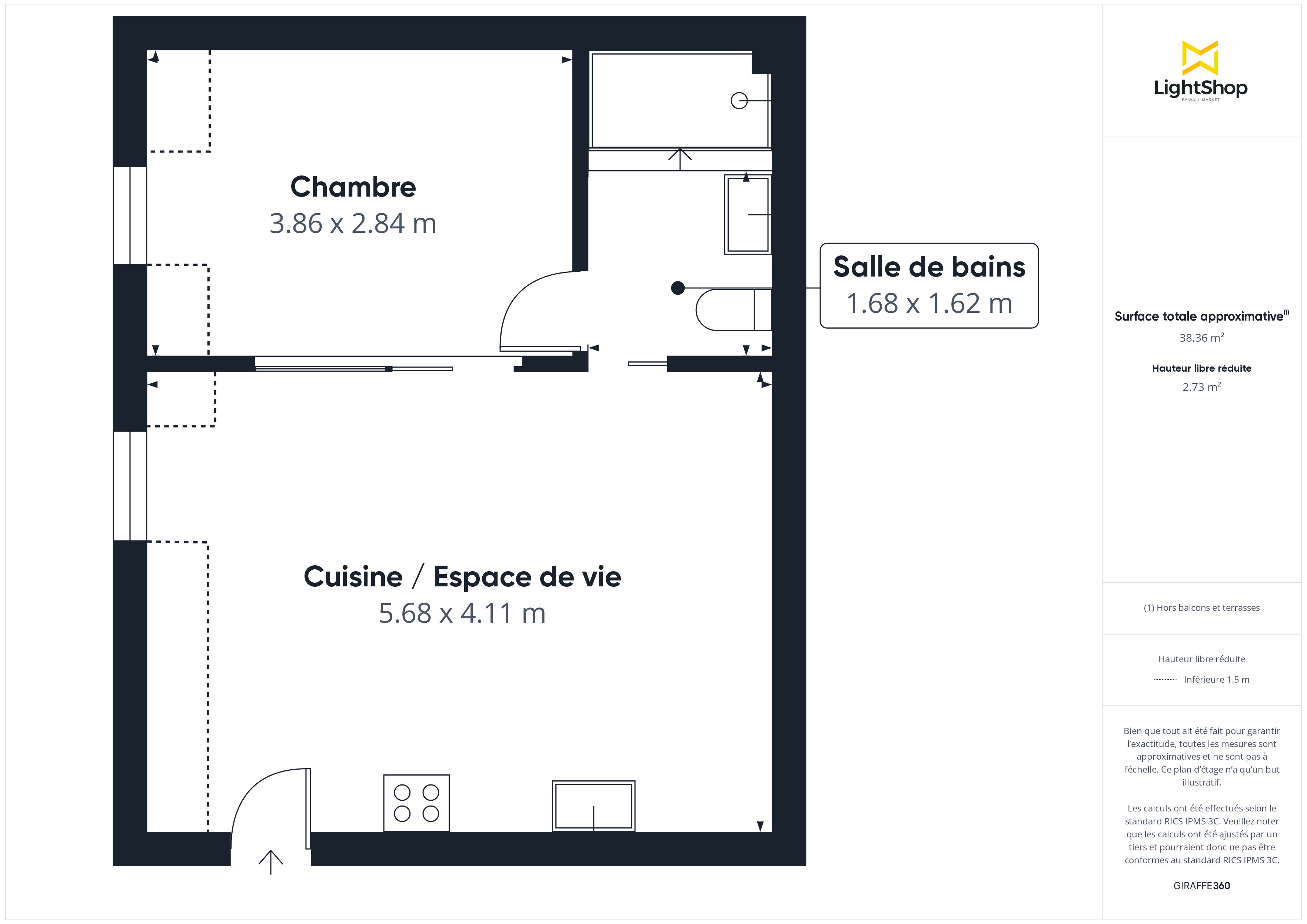 Plan 2D - Appartement 36.0 Paris