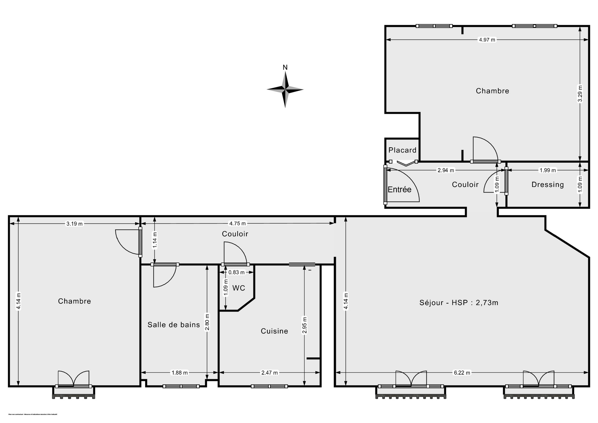 Plan 2D - Appartement 76.87 Courbevoie