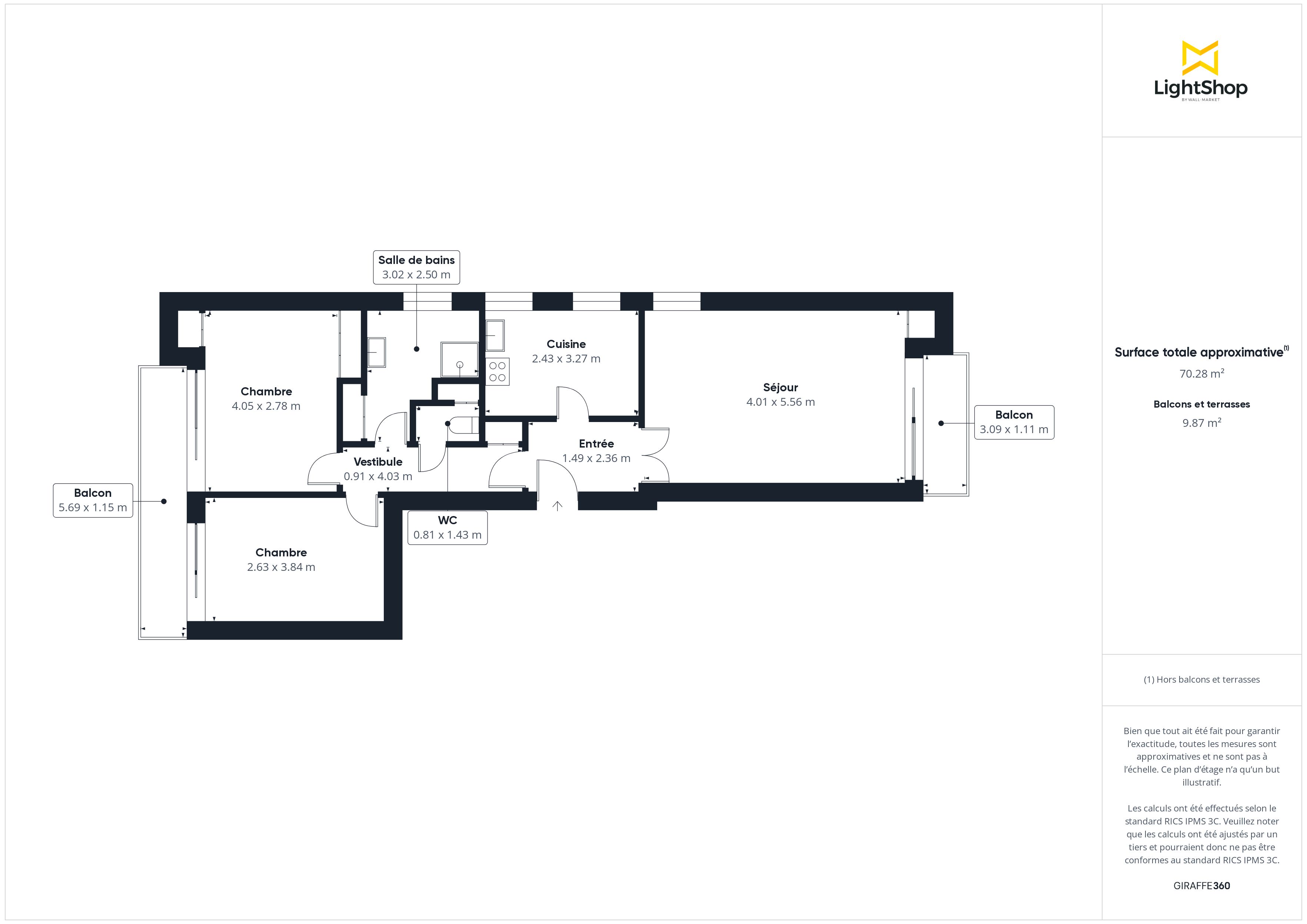 Plan 2D - Appartement 70.0 Saint-Maur-des-Fossés