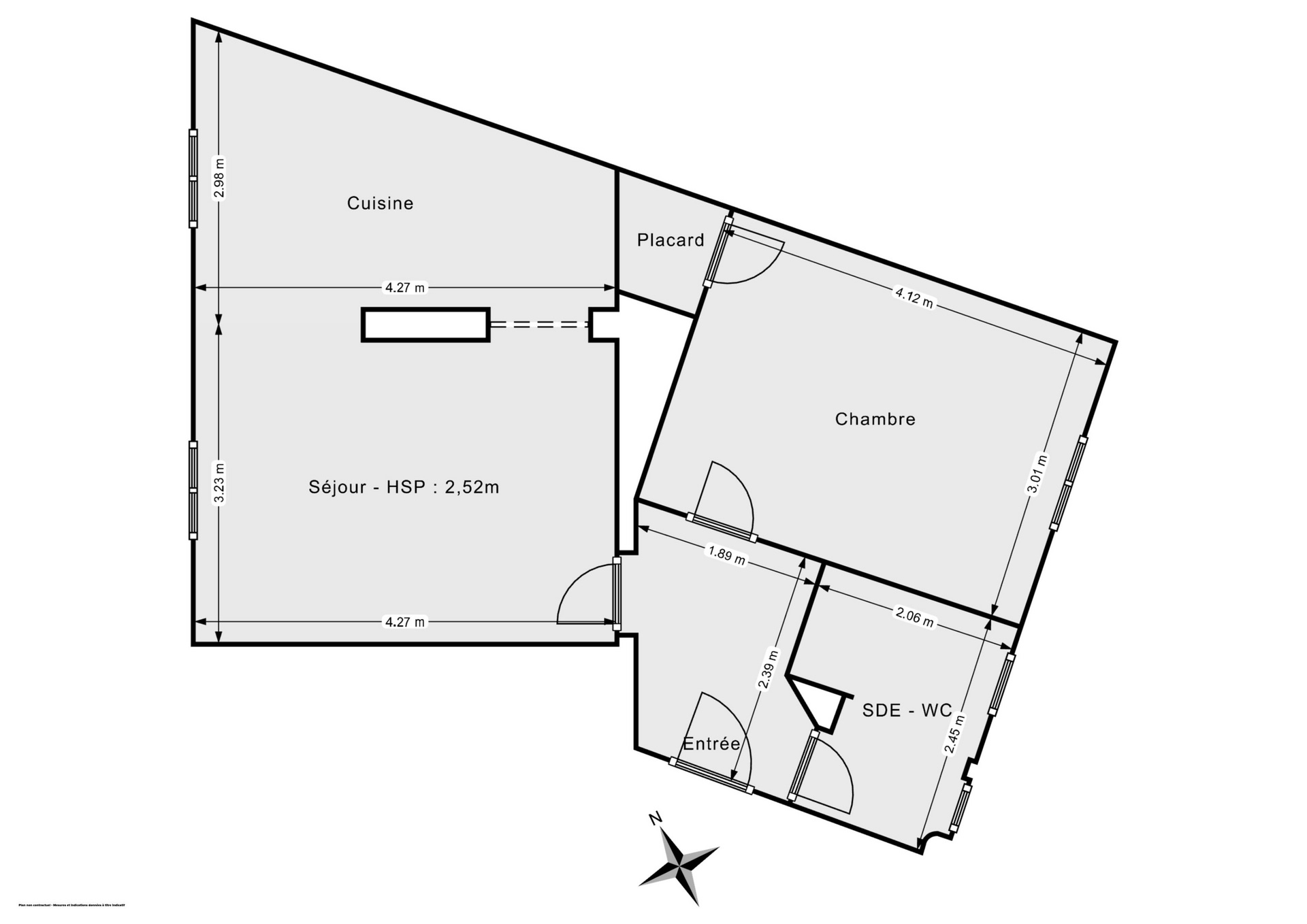 Plan 2D - Appartement 43.11 Levallois-Perret