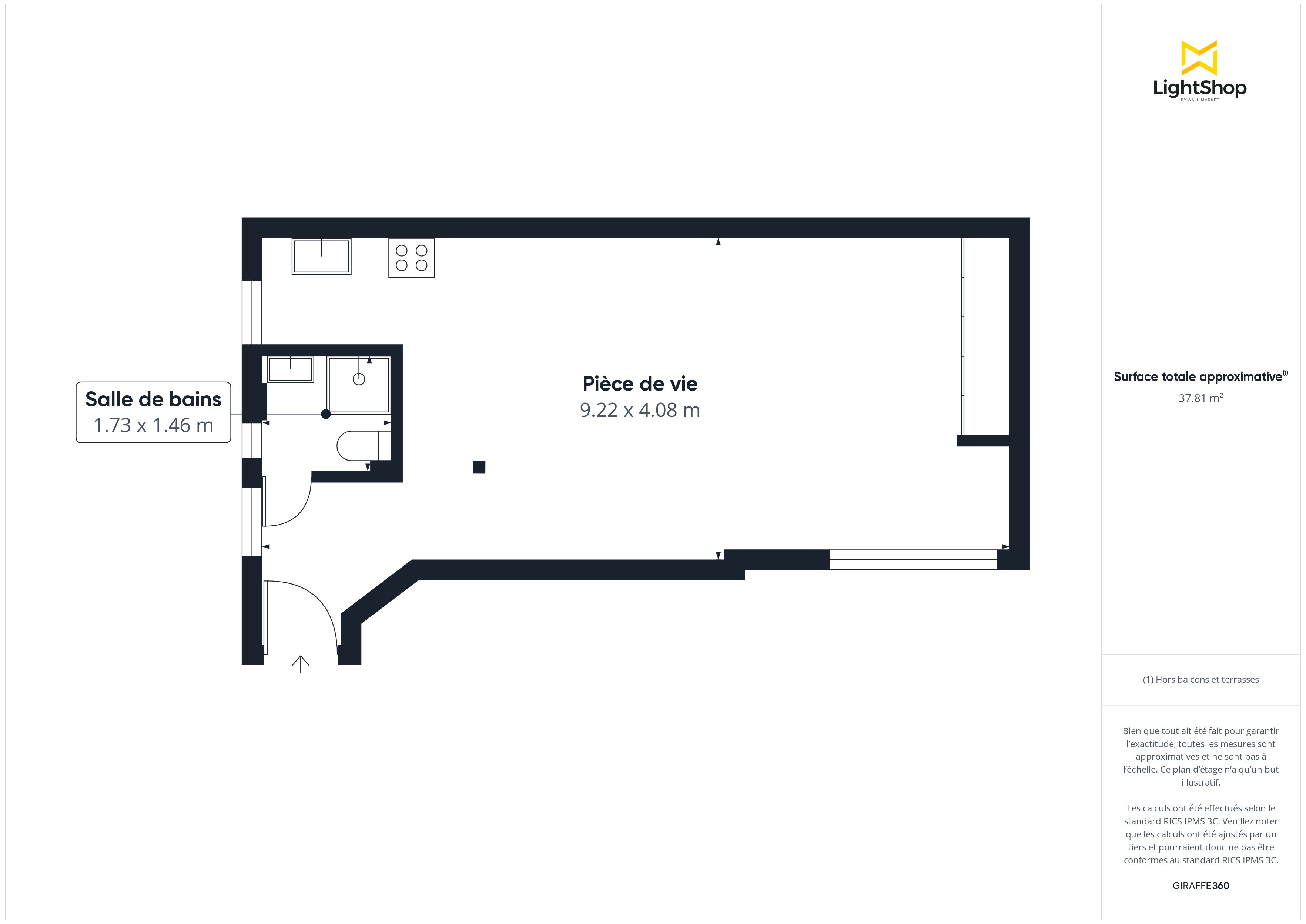 Plan 2D - Appartement 38.0 Paris