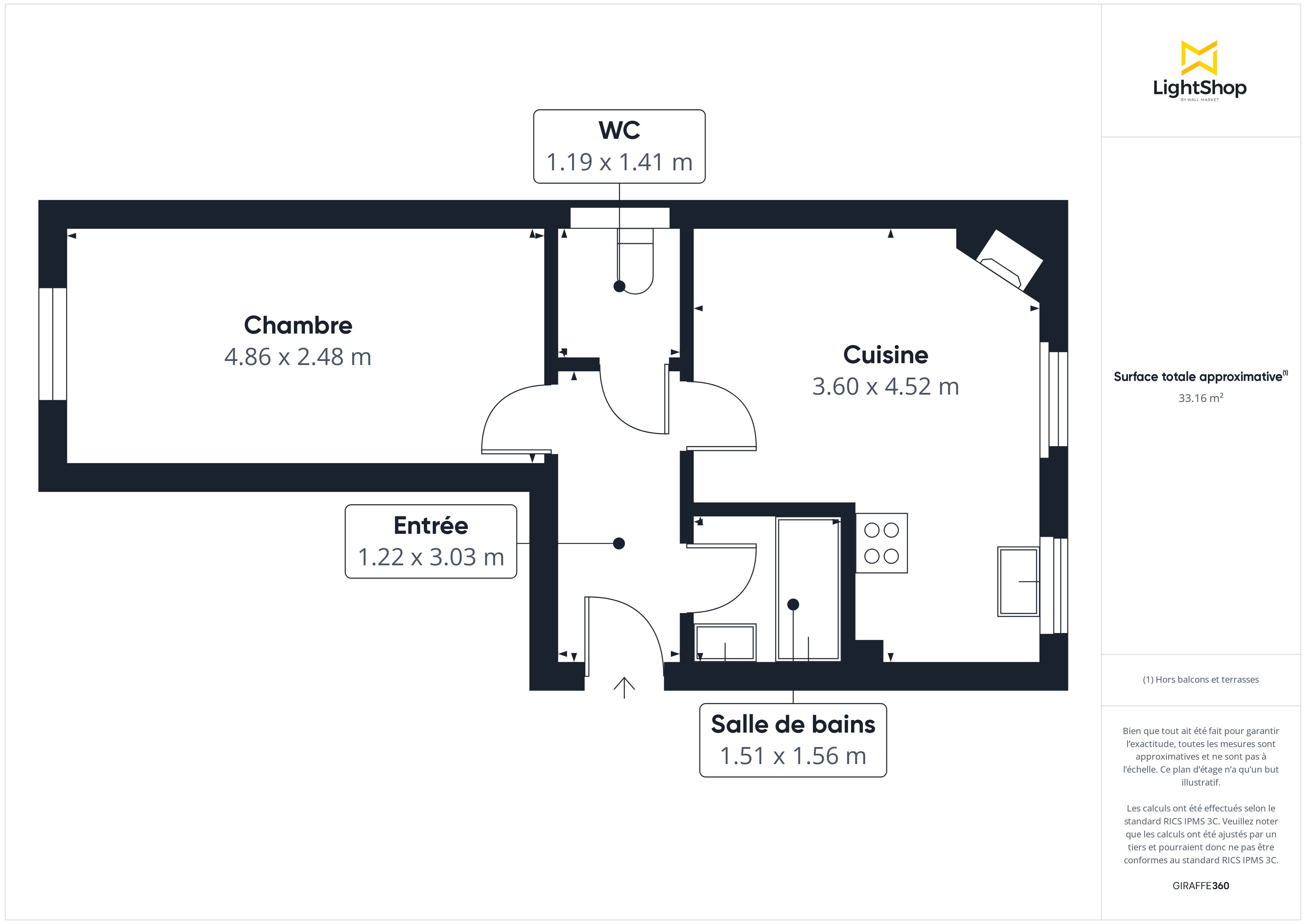 Plan 2D - Appartement 33.0 Paris