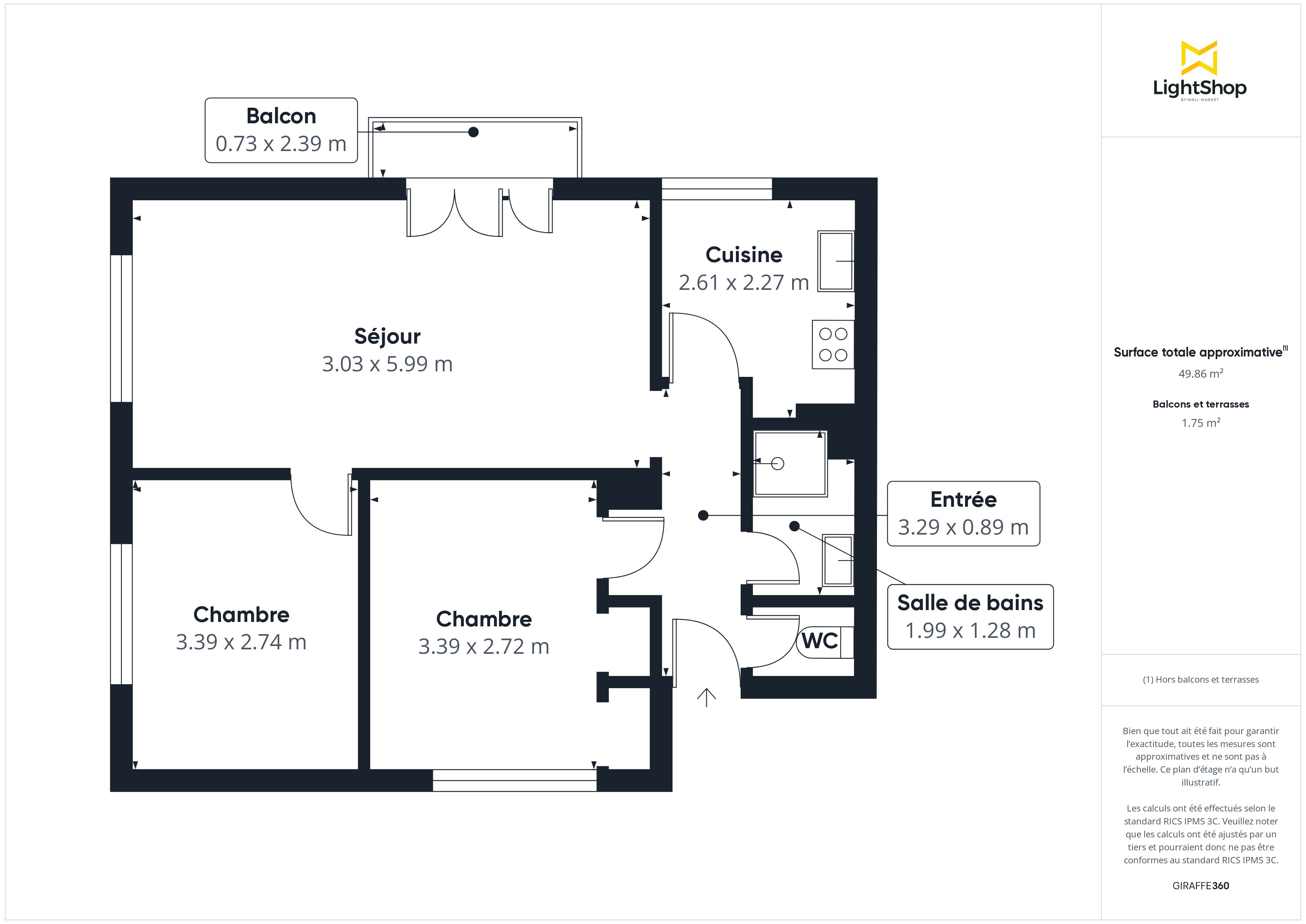 Plan 2D - Appartement 48.57 Nantes