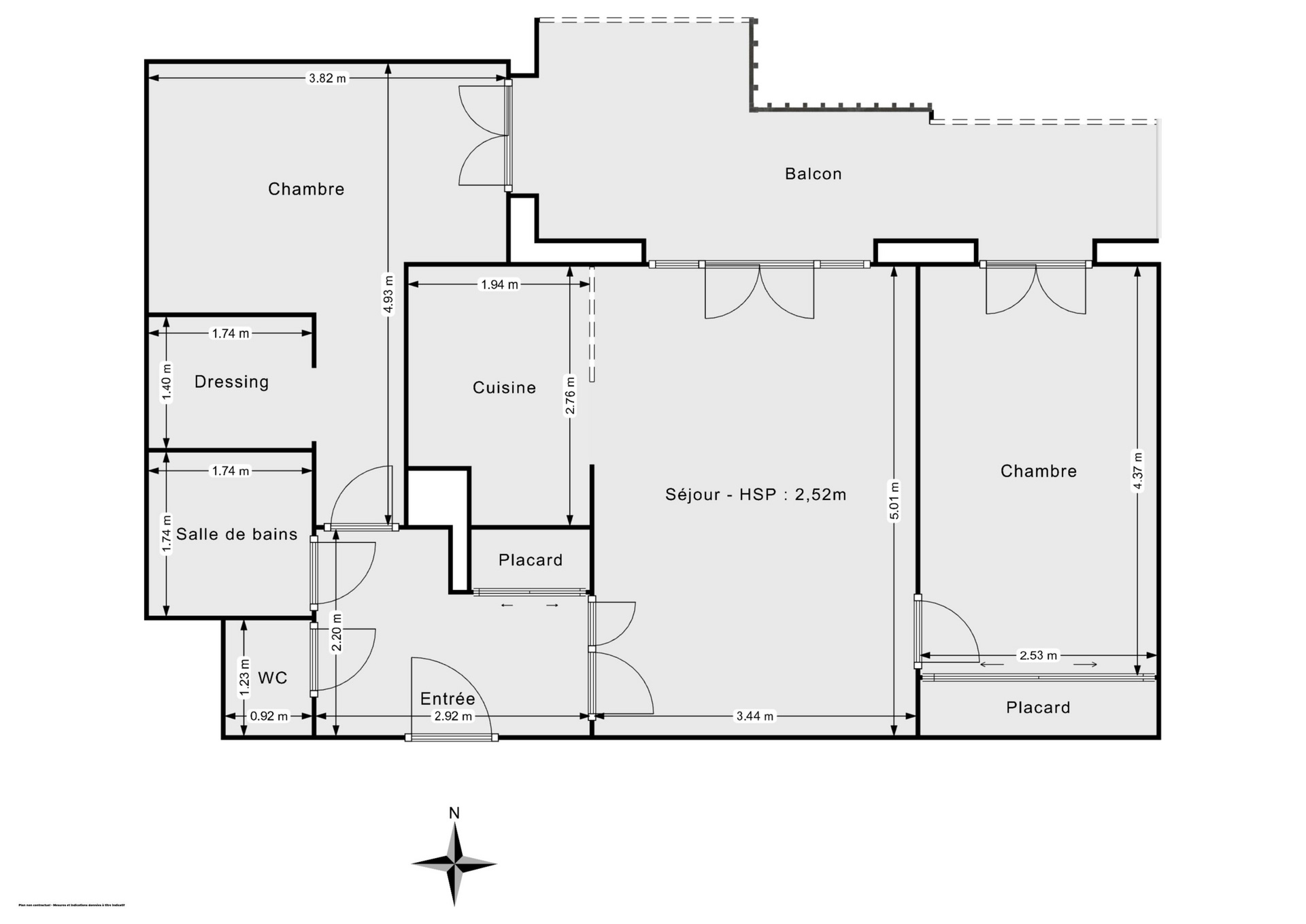 Plan 2D - Appartement 57.45 Saint-Denis