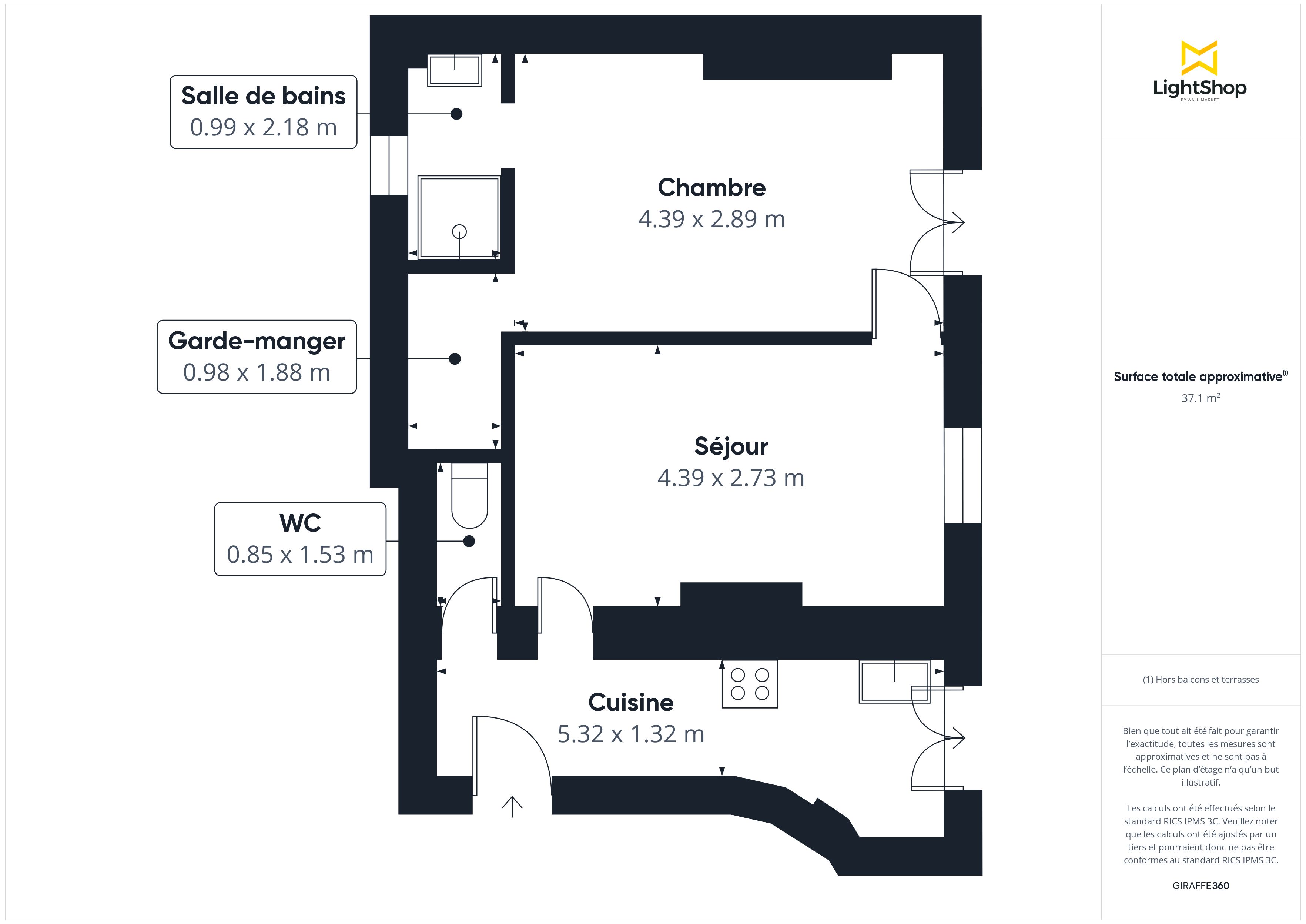 Plan 2D - Appartement 36.97 Paris