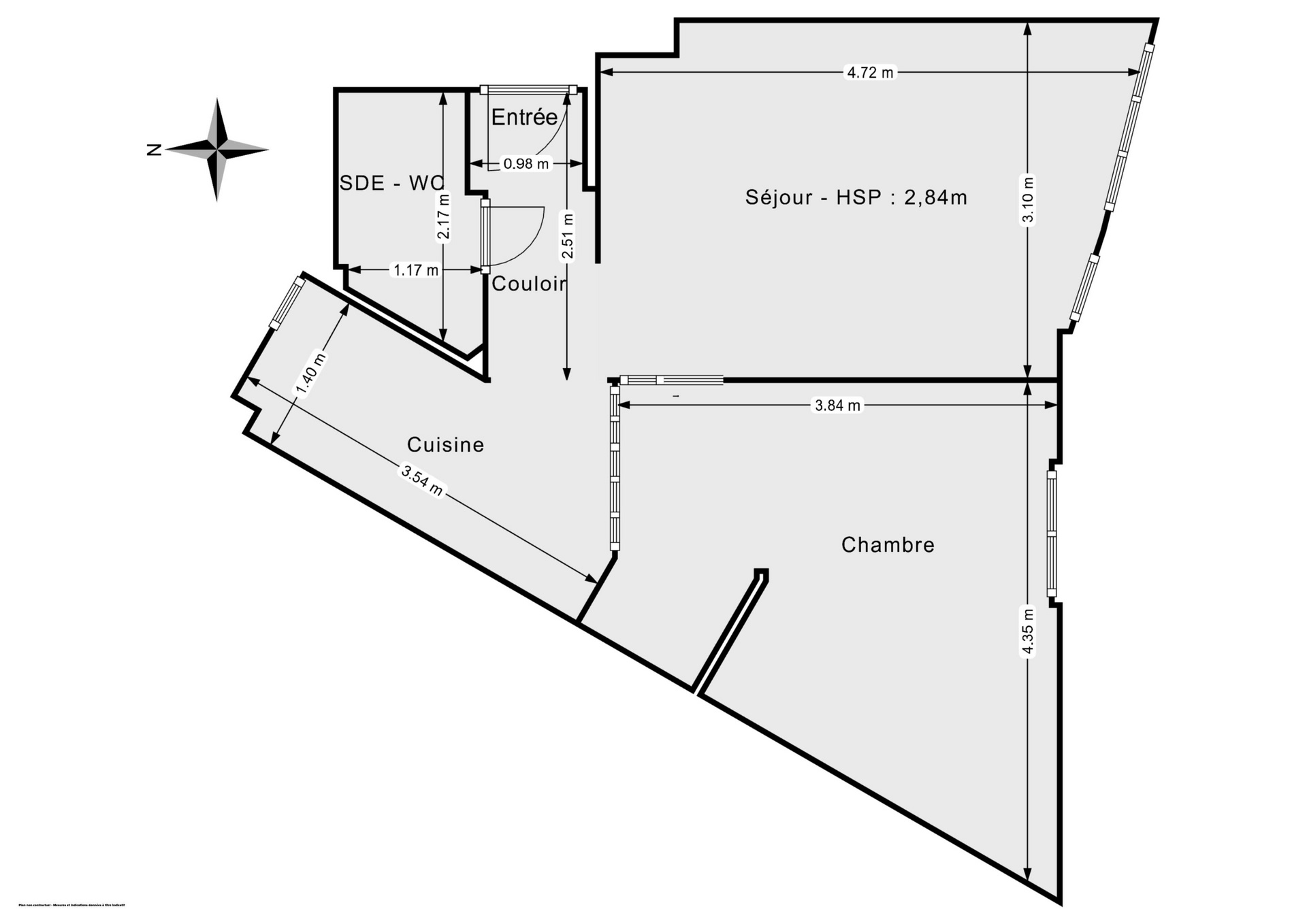 Plan 2D - Appartement 37.0 Paris