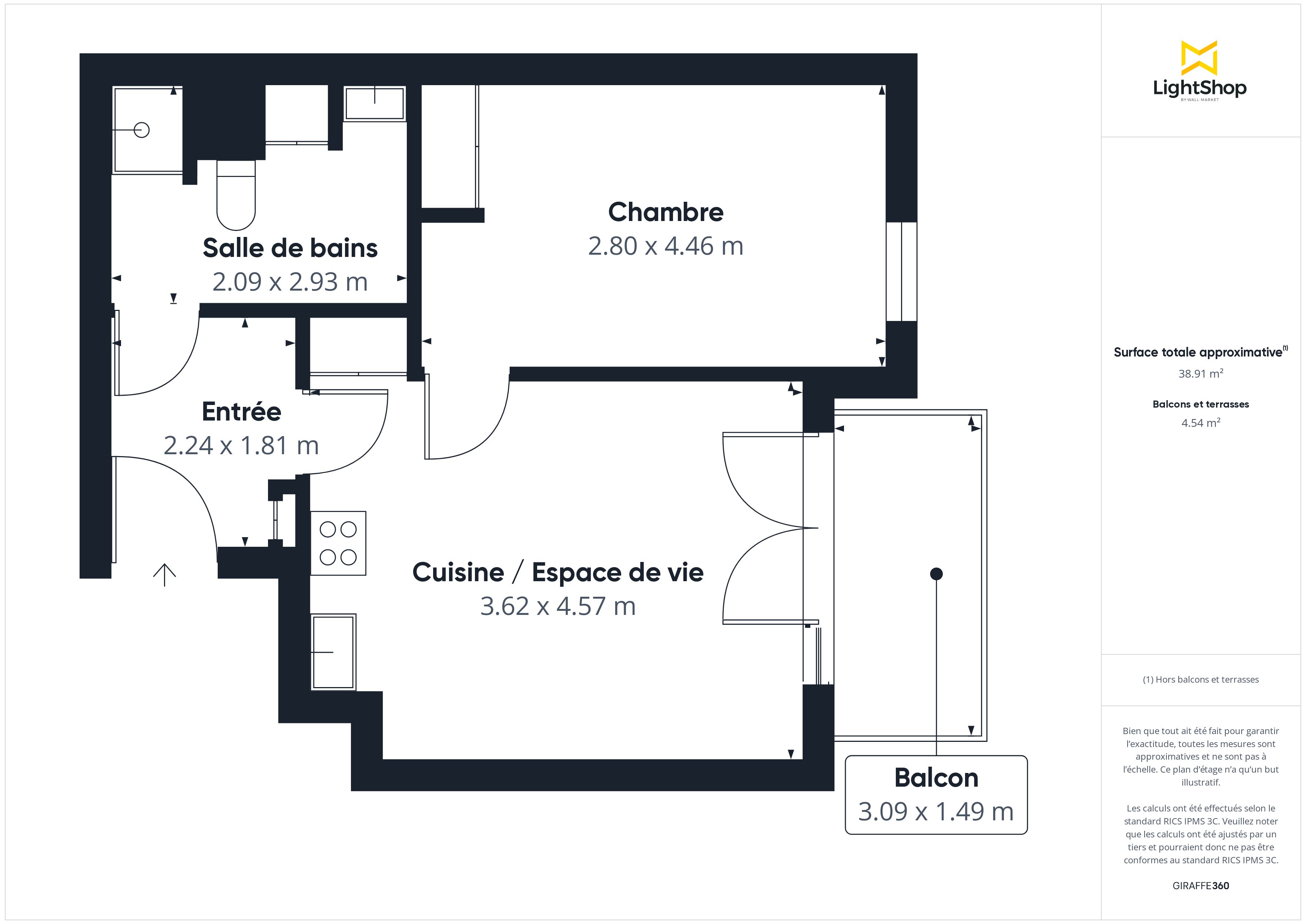 Plan 2D - Appartement 39.5 Le Bouscat