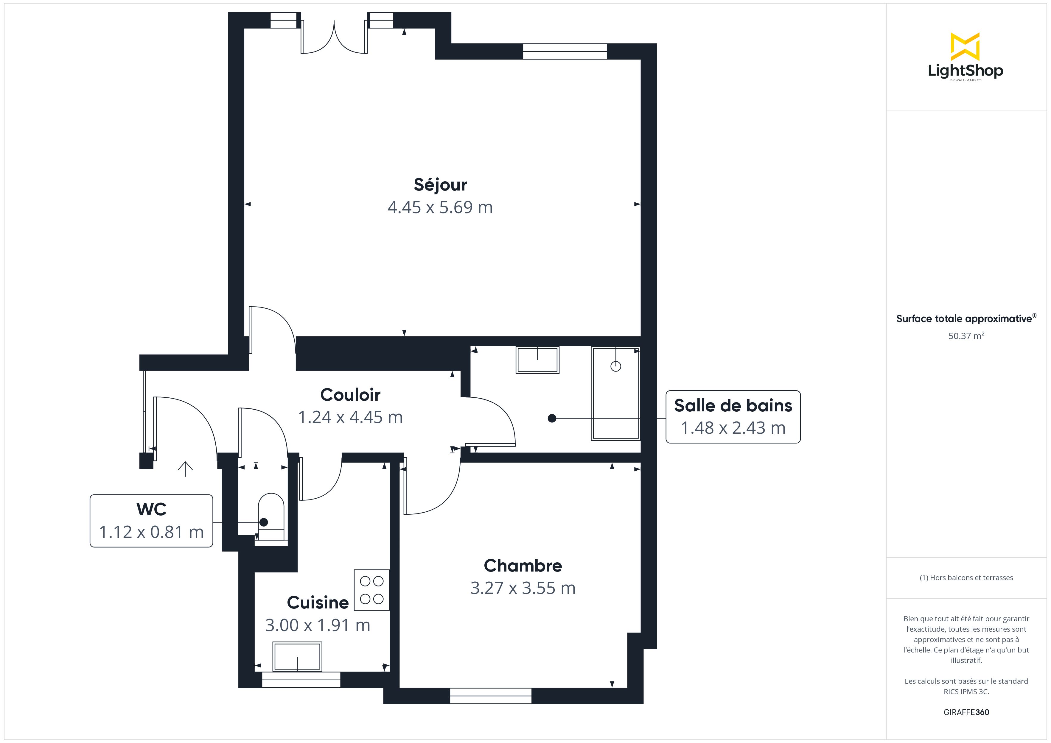 Plan 2D - Appartement 50.3 La Garenne-Colombes