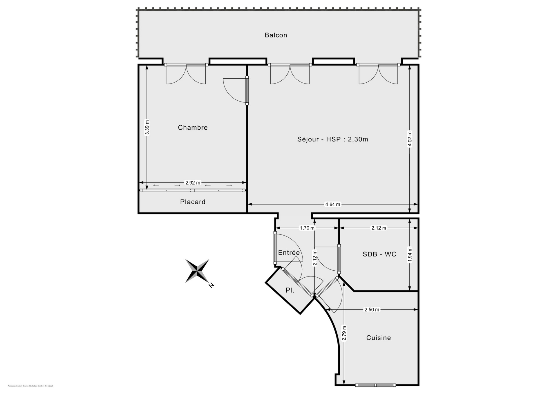 Plan 2D - Appartement 42.38 Paris
