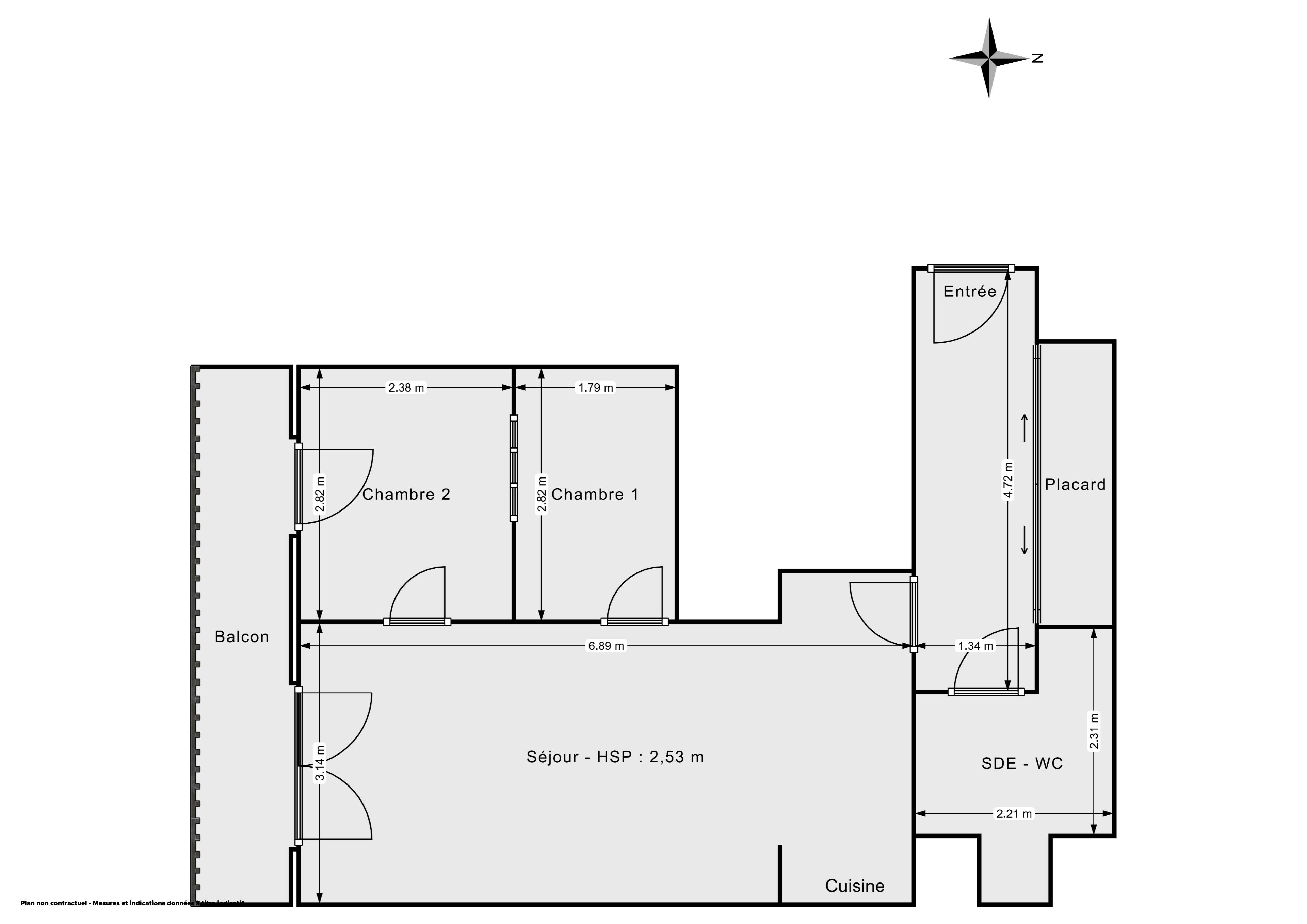 Plan 2D - Appartement 48.0 Paris