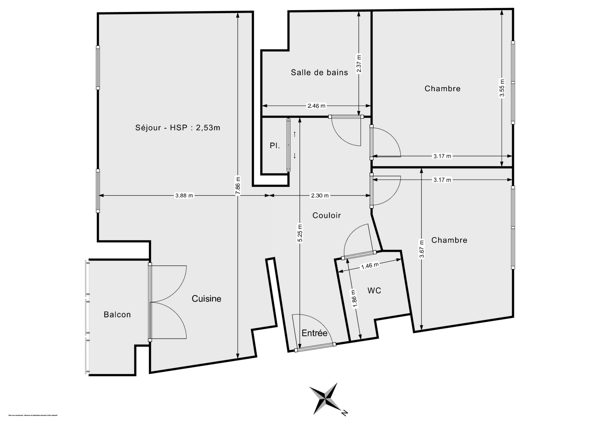 Plan 2D - Appartement 64.31 Pantin