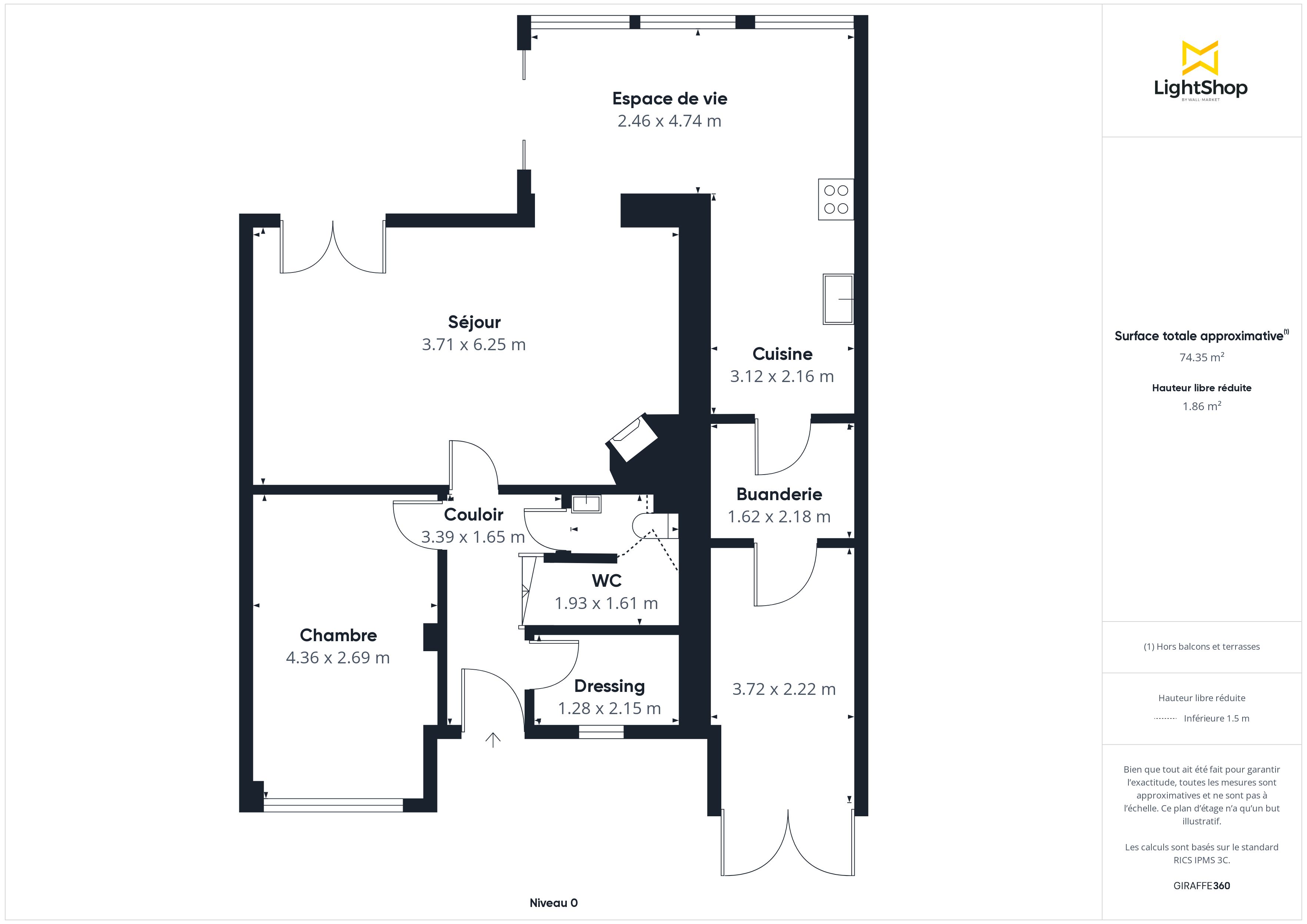 Plan 2D - Maison 95.5 Ivry-sur-Seine
