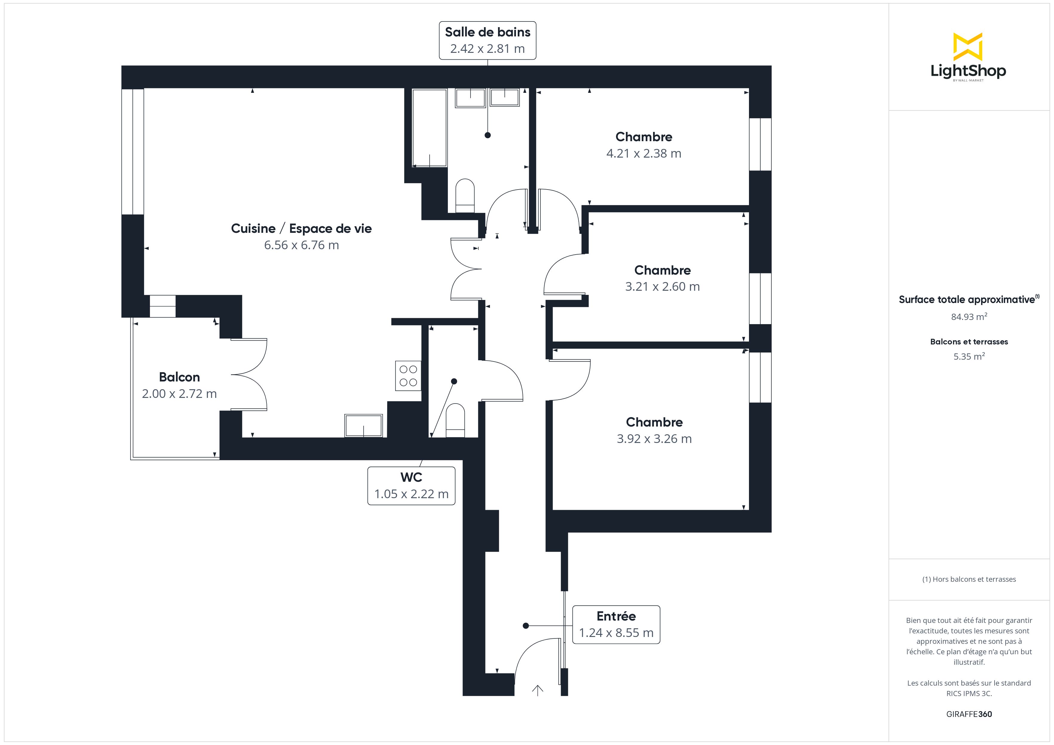 Plan 2D - Appartement 86.8 Ivry-sur-Seine