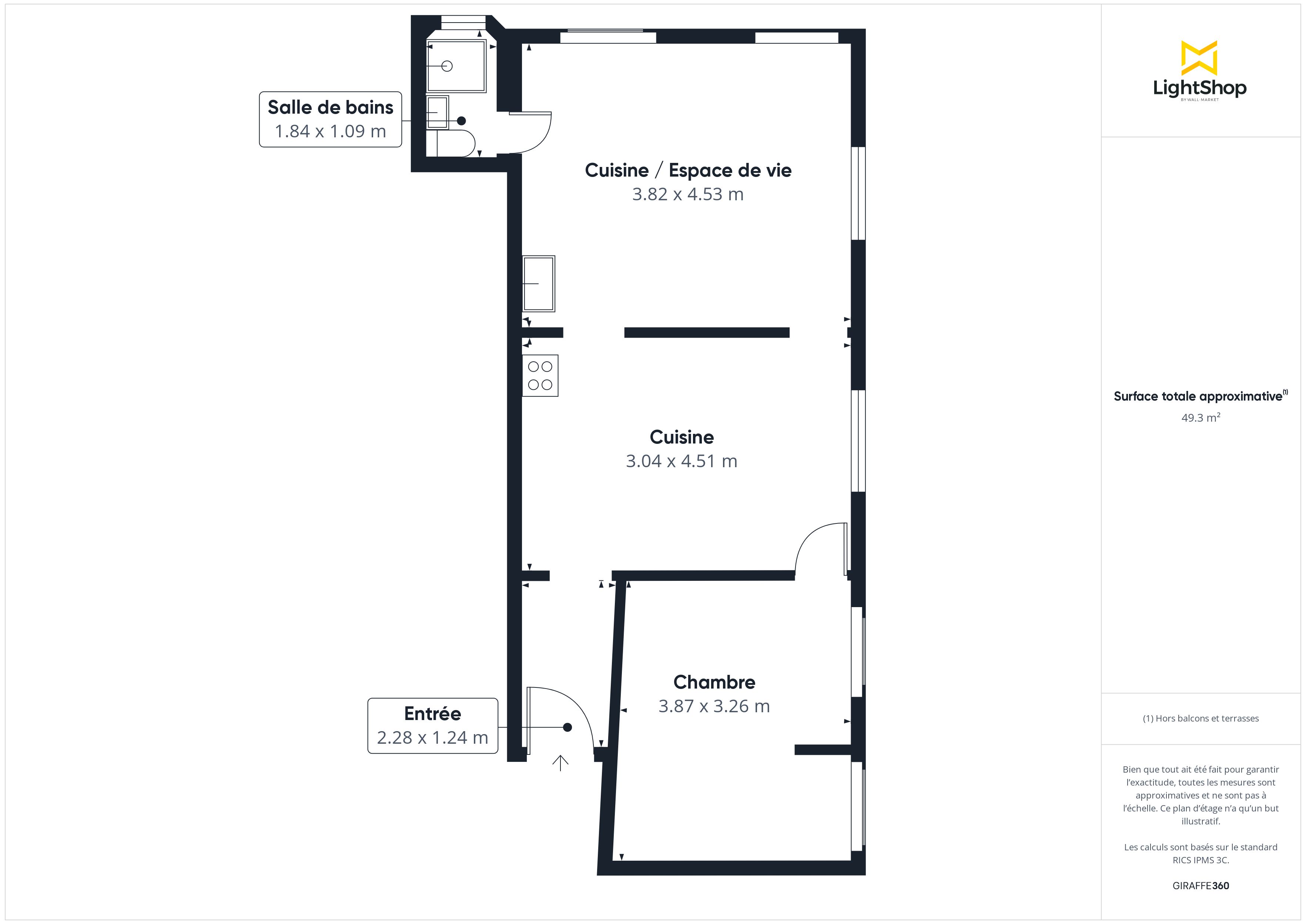 Plan 2D - Appartement 50.0 Montreuil