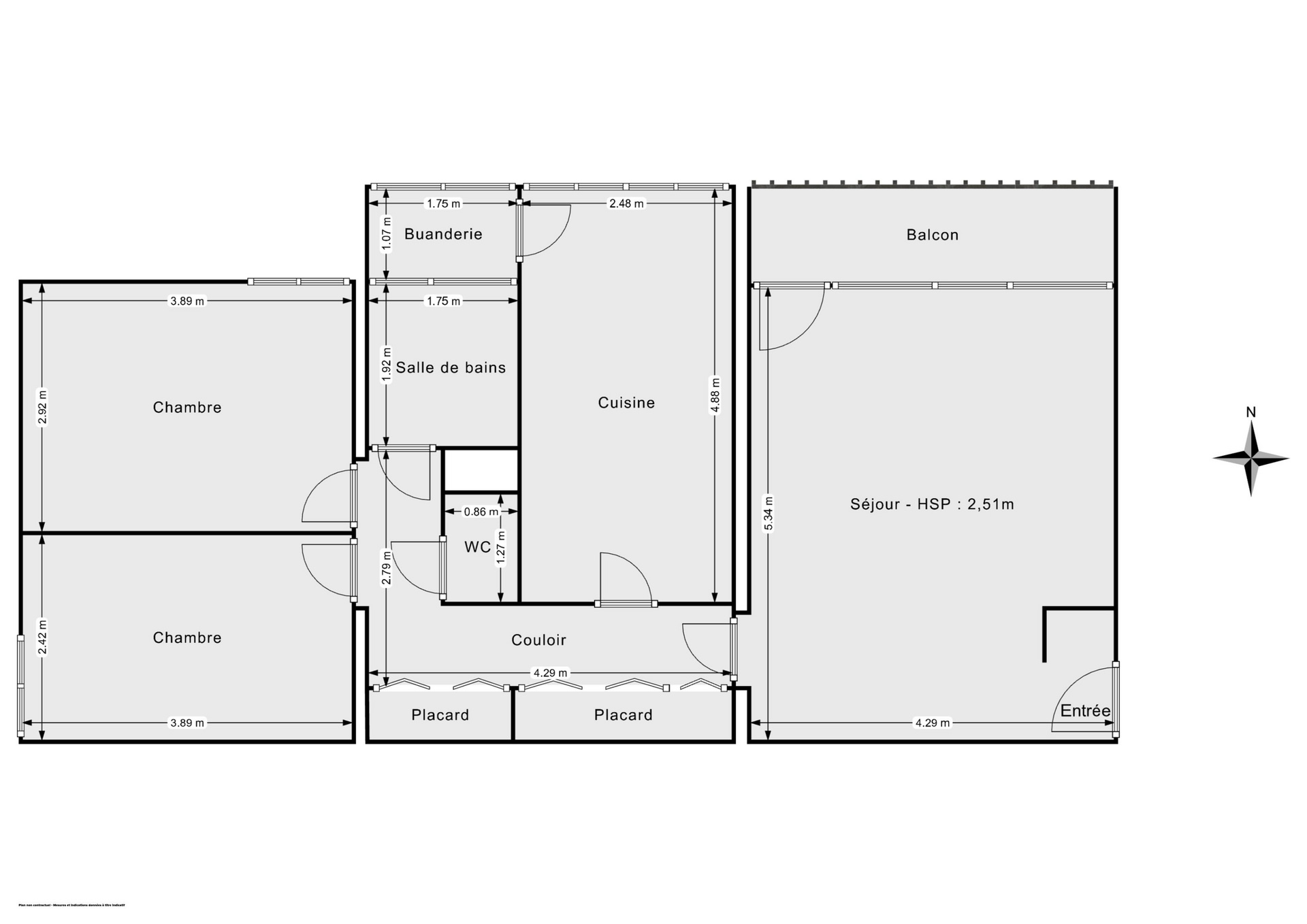 Plan 2D - Appartement 66.0 Rillieux-la-Pape