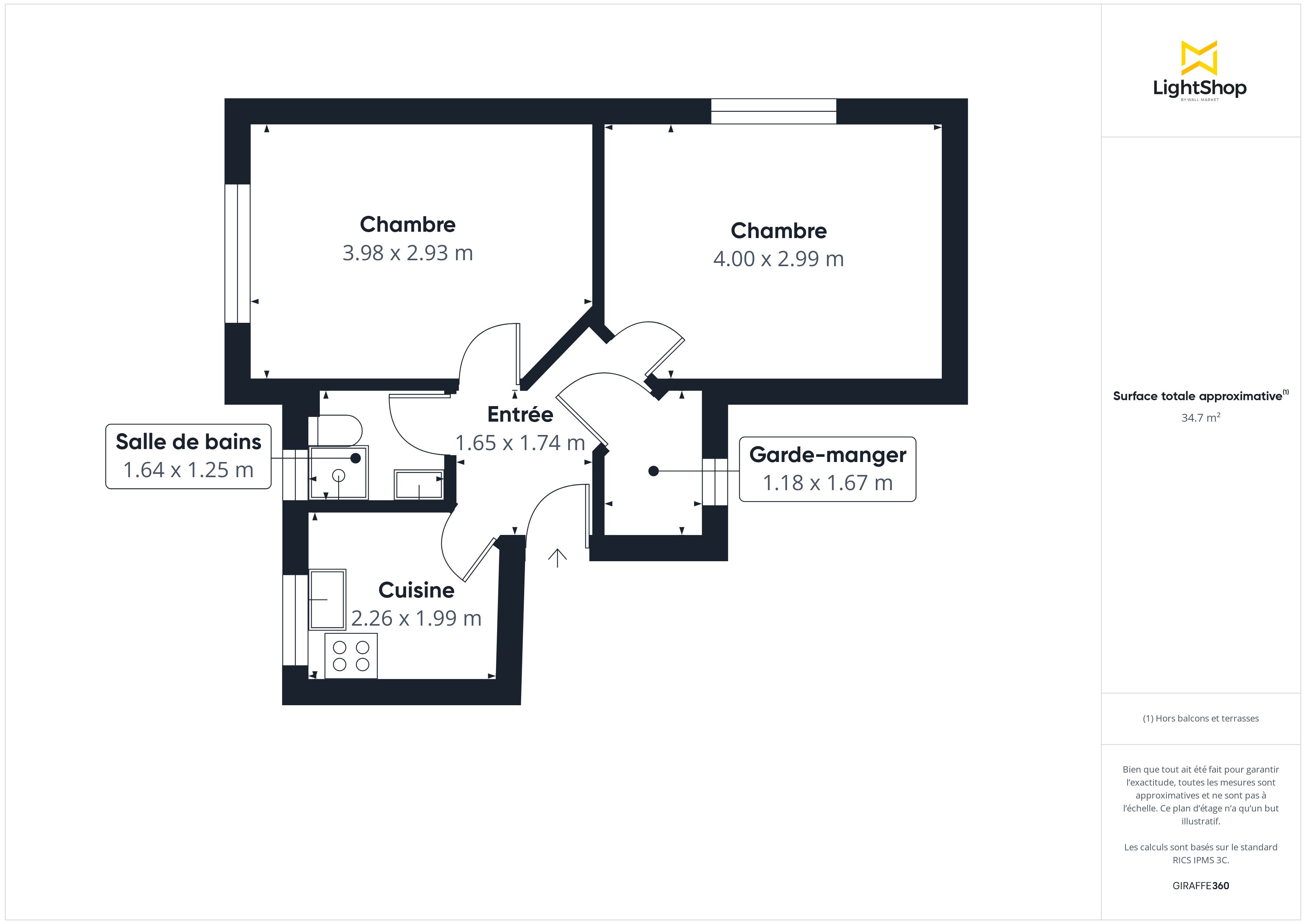 Plan 2D - Appartement 34.84 La Garenne-Colombes