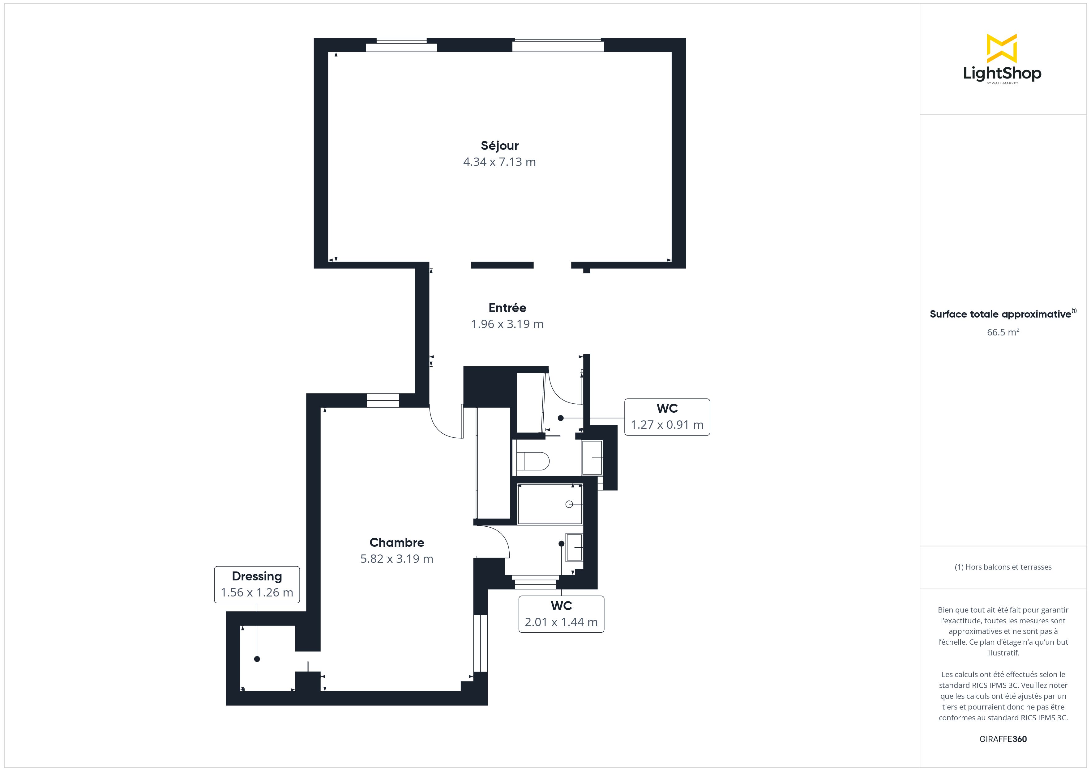 Plan 2D - Appartement 68.12 Paris