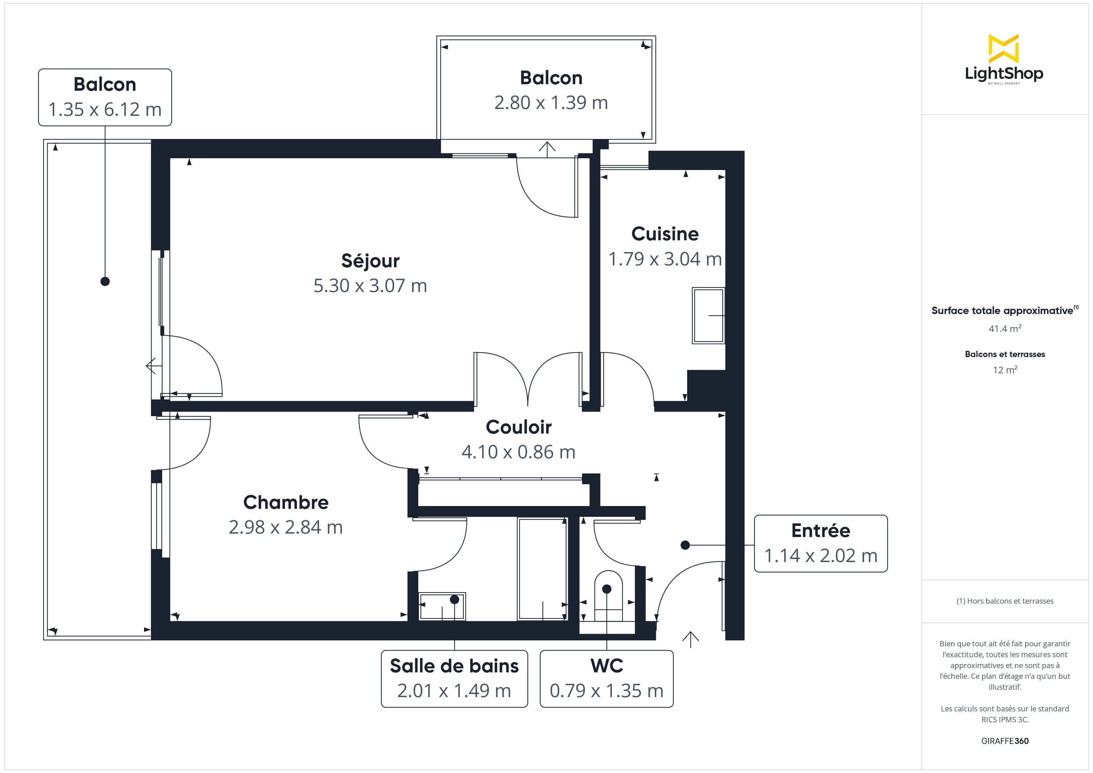 Plan 2D - Appartement 41.73 Saint-Maur-des-Fossés
