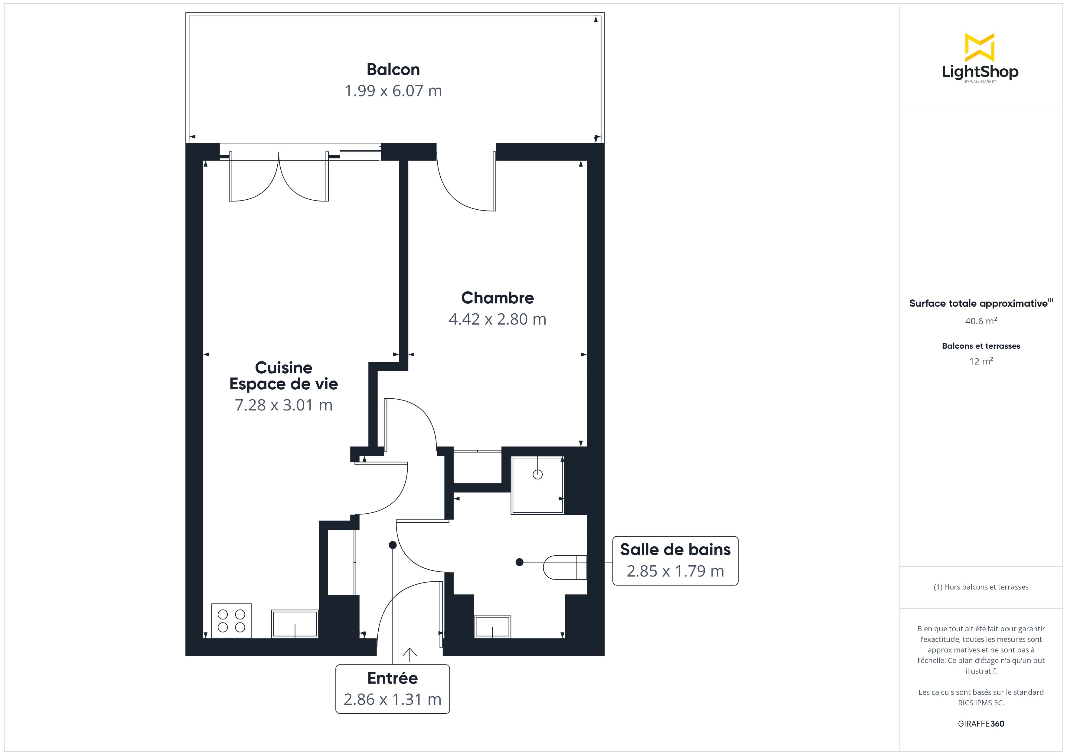 Plan 2D - Appartement 41.0 Villenave-d'Ornon