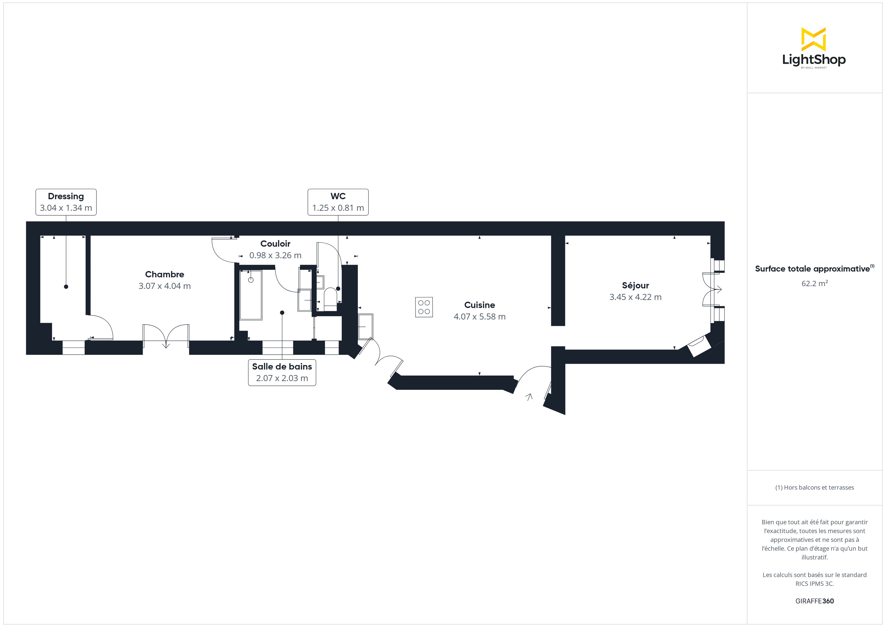 Plan 2D - Appartement 61.9 Clichy