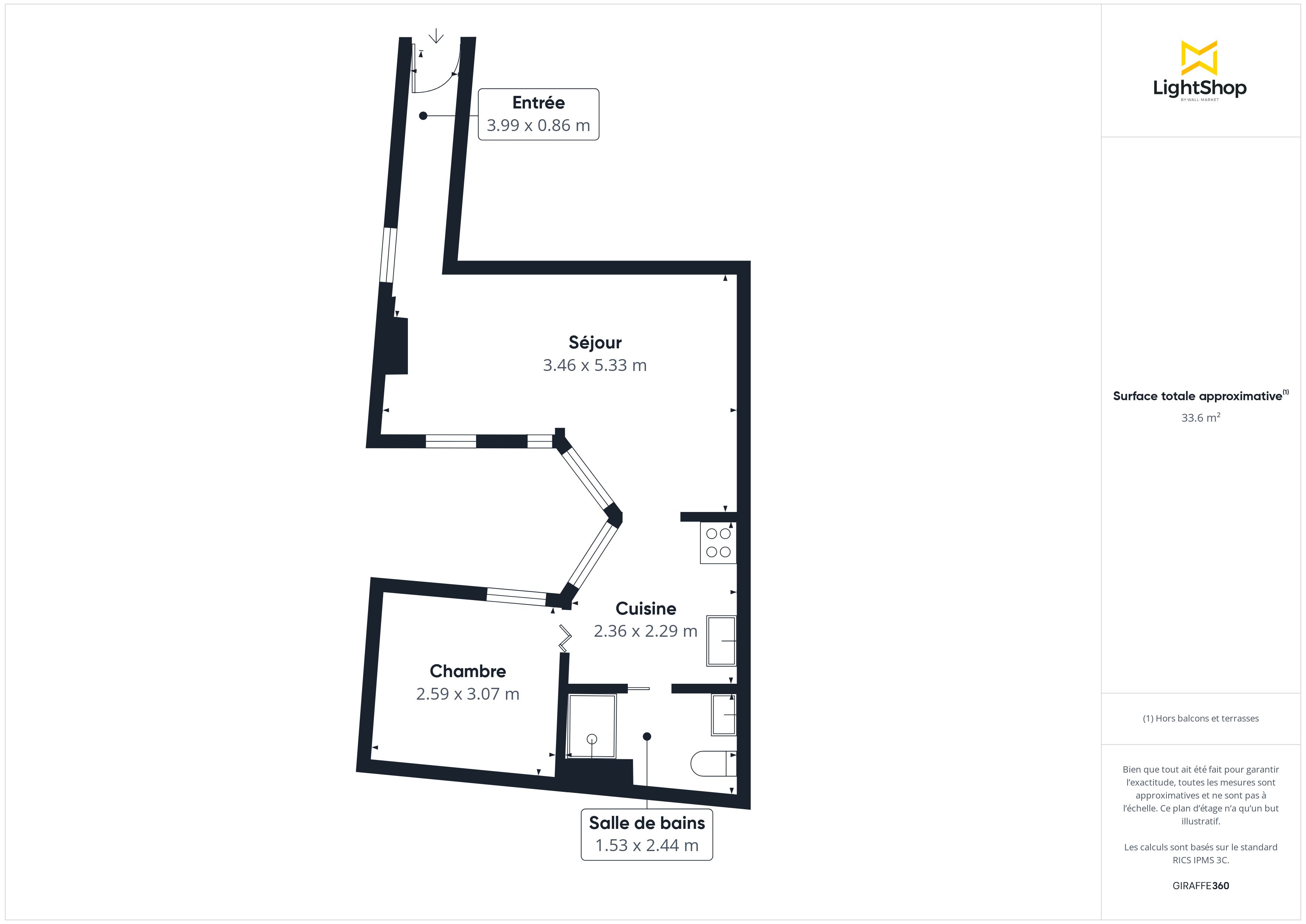 Plan 2D - Appartement 35.23 Paris