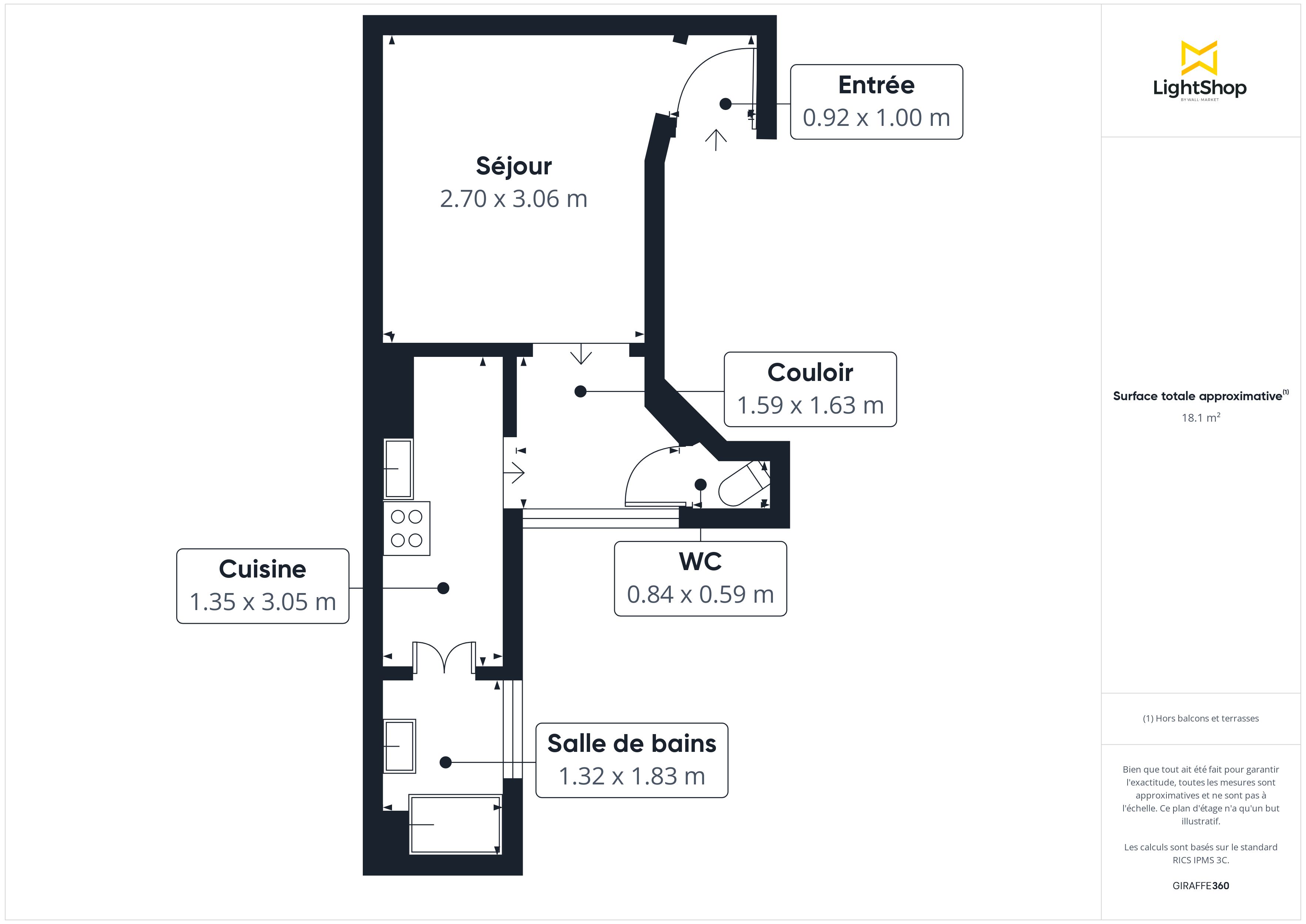 Plan 2D - Appartement 18.16 Paris