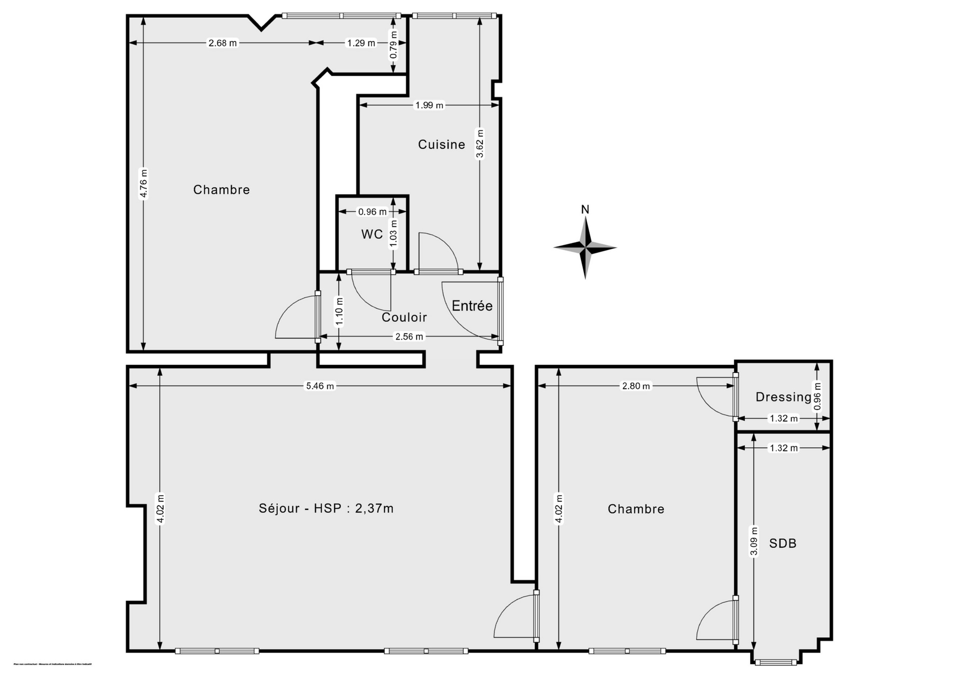 Plan 2D - Appartement 63.0 Paris