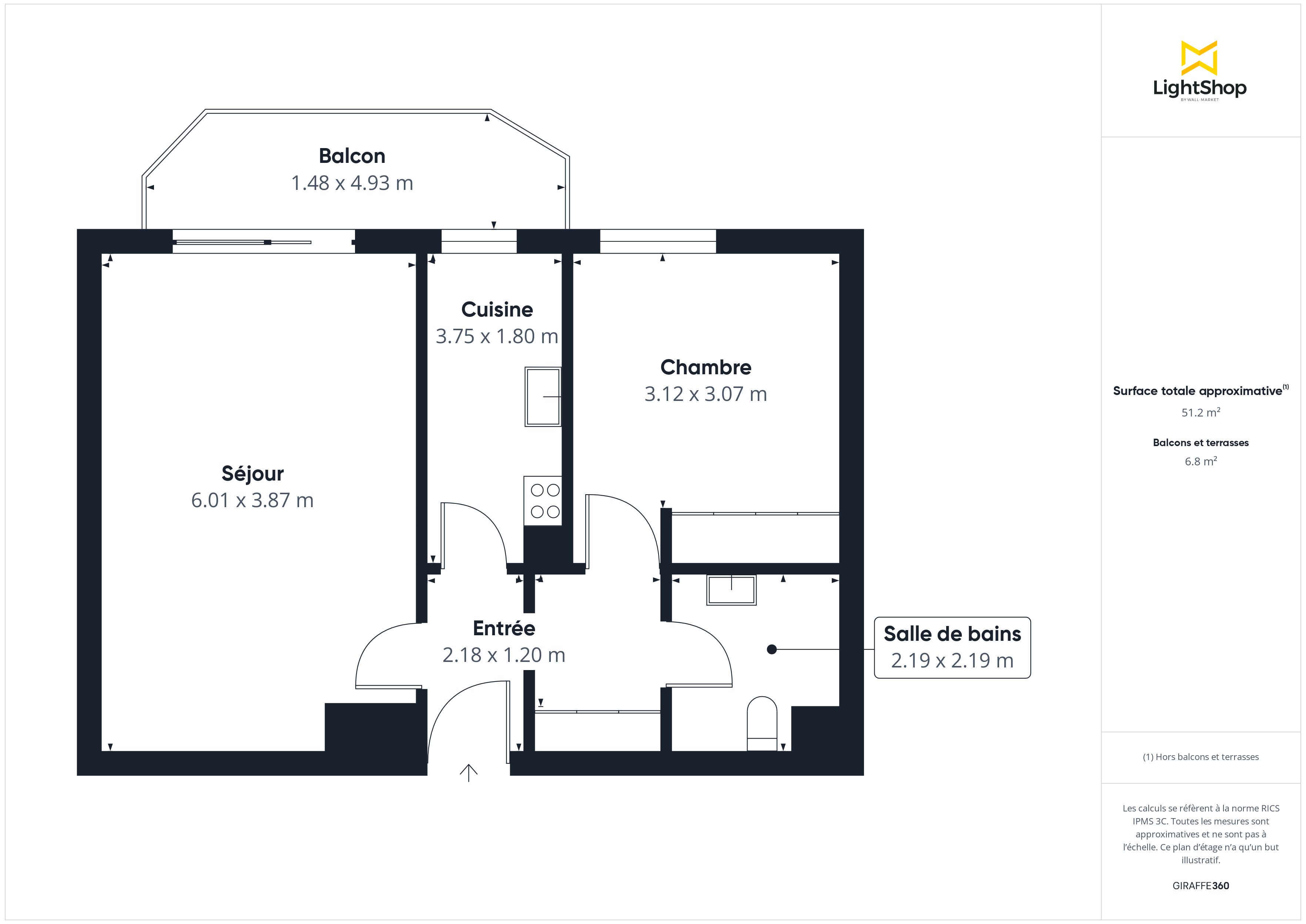 Plan 2D - Appartement 50.0 Bordeaux