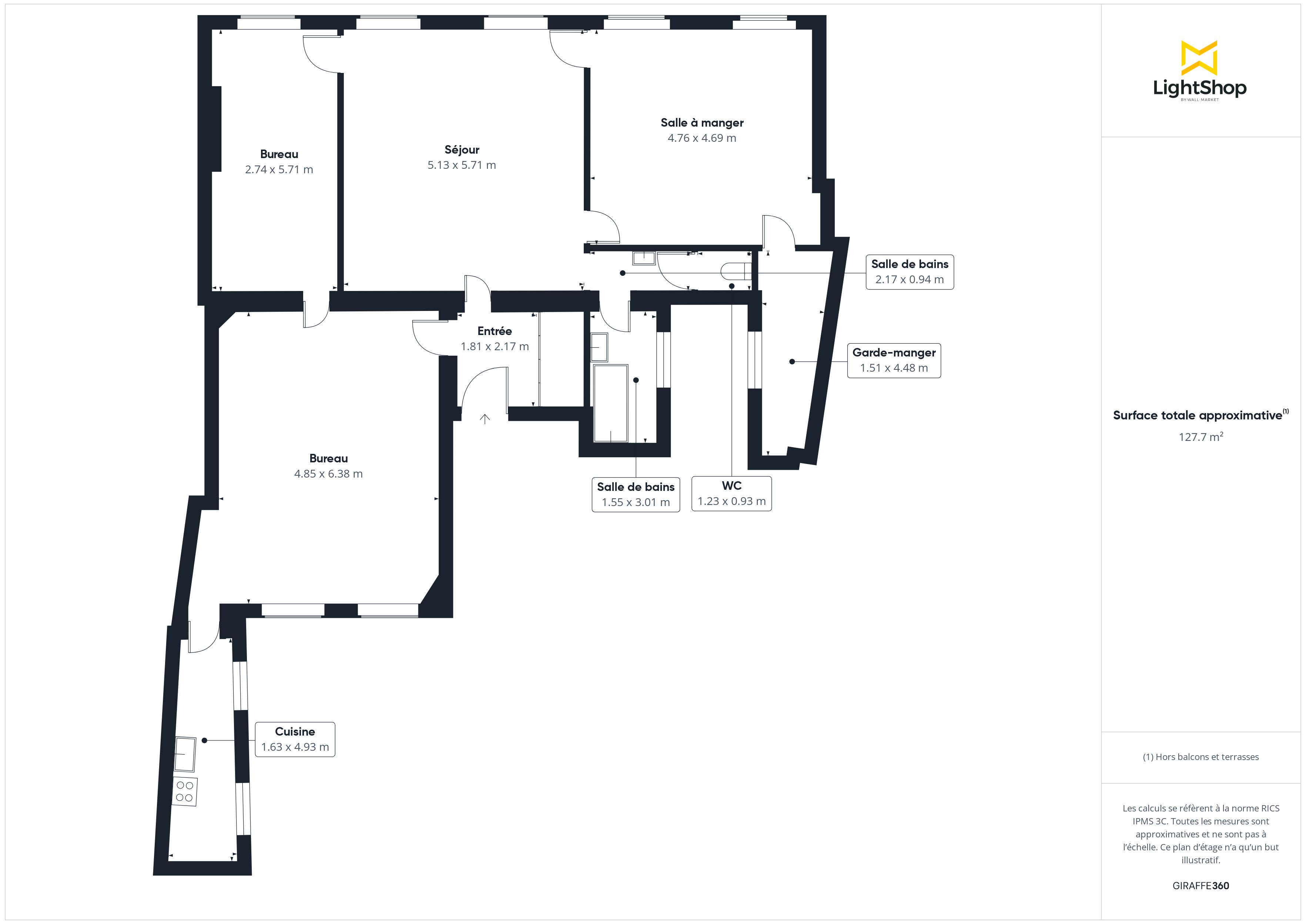 Plan 2D - Appartement 126.0 Bordeaux