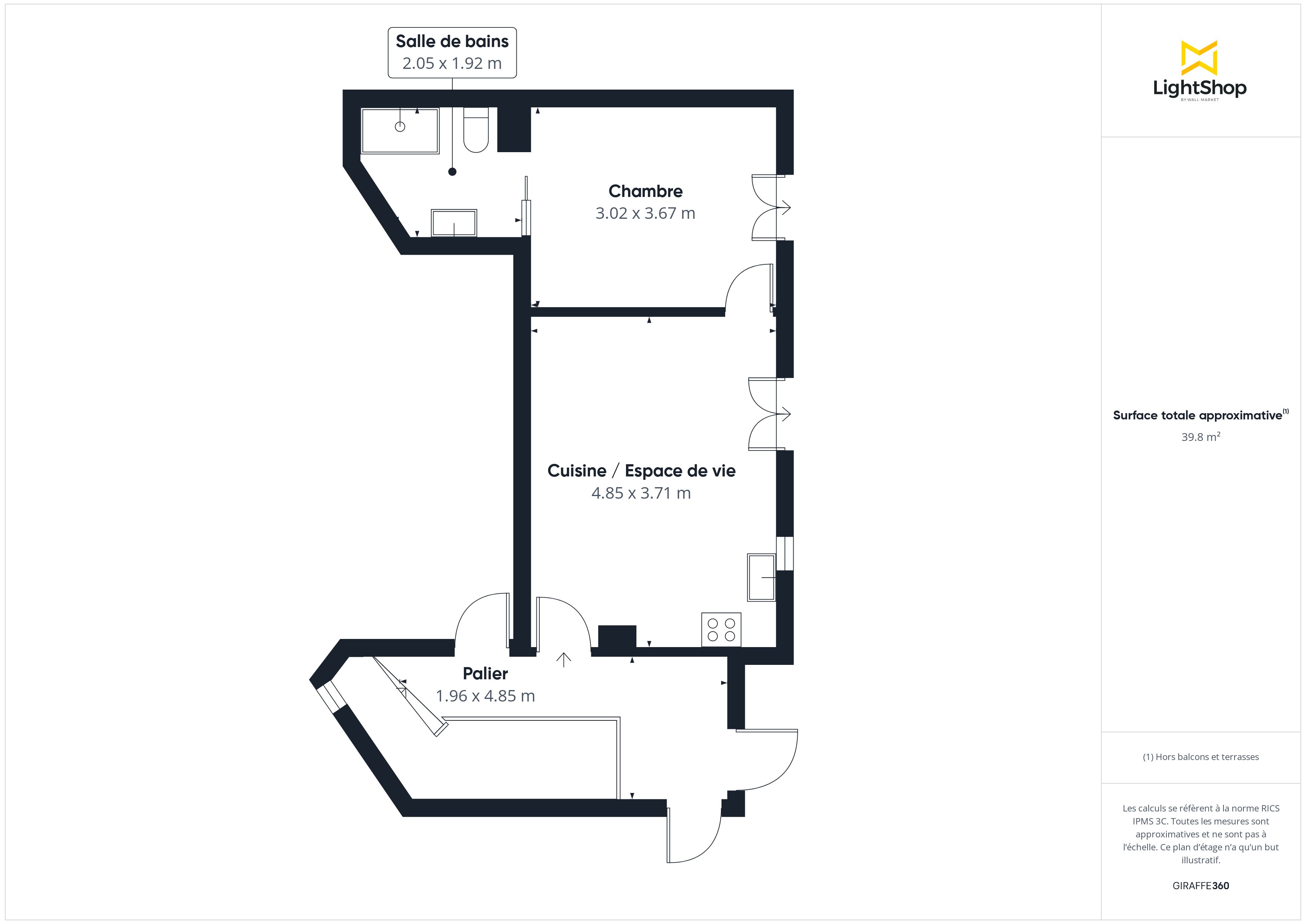 Plan 2D - Appartement 33.0 Paris