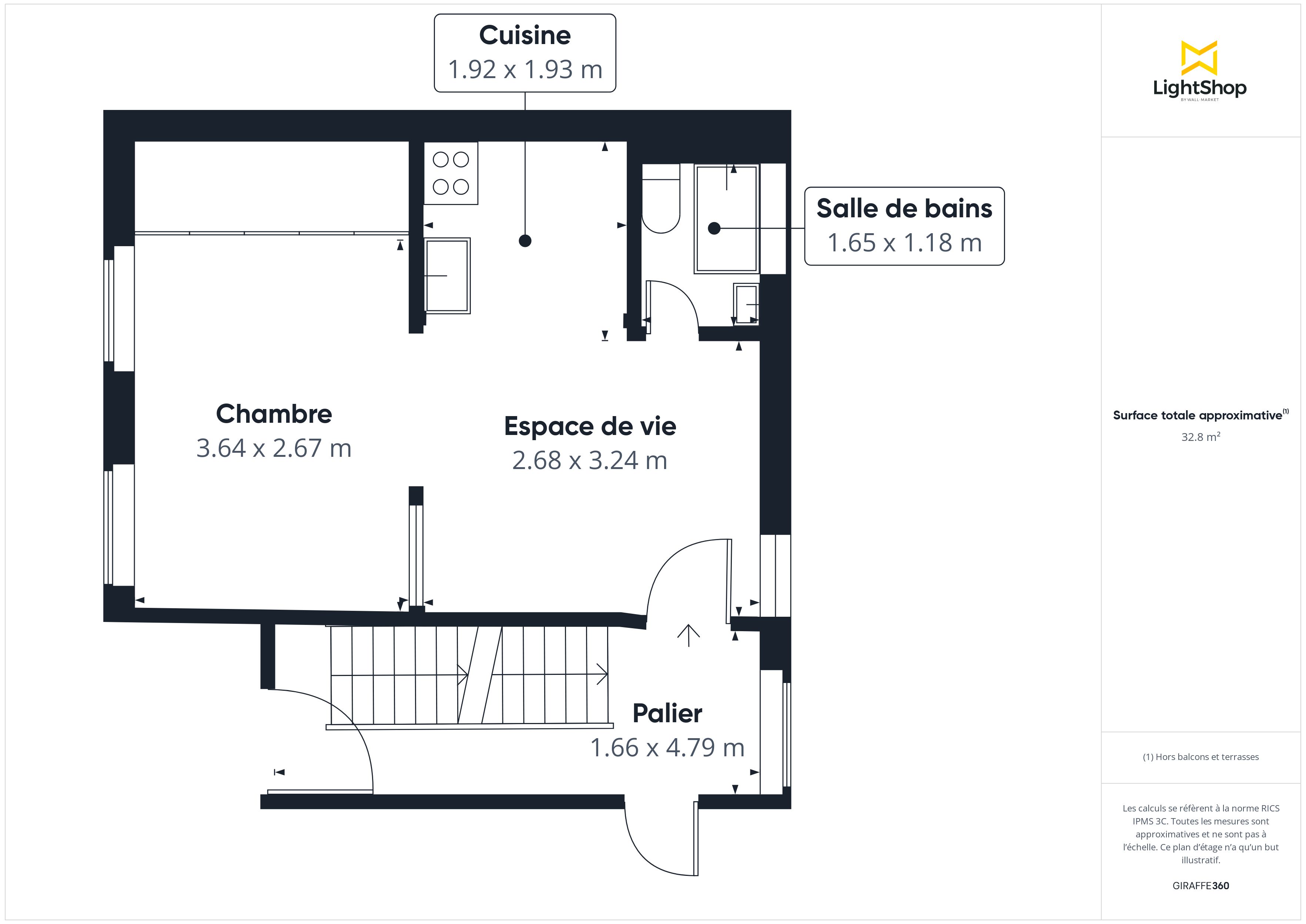 Plan 2D - Appartement 25.8 Paris