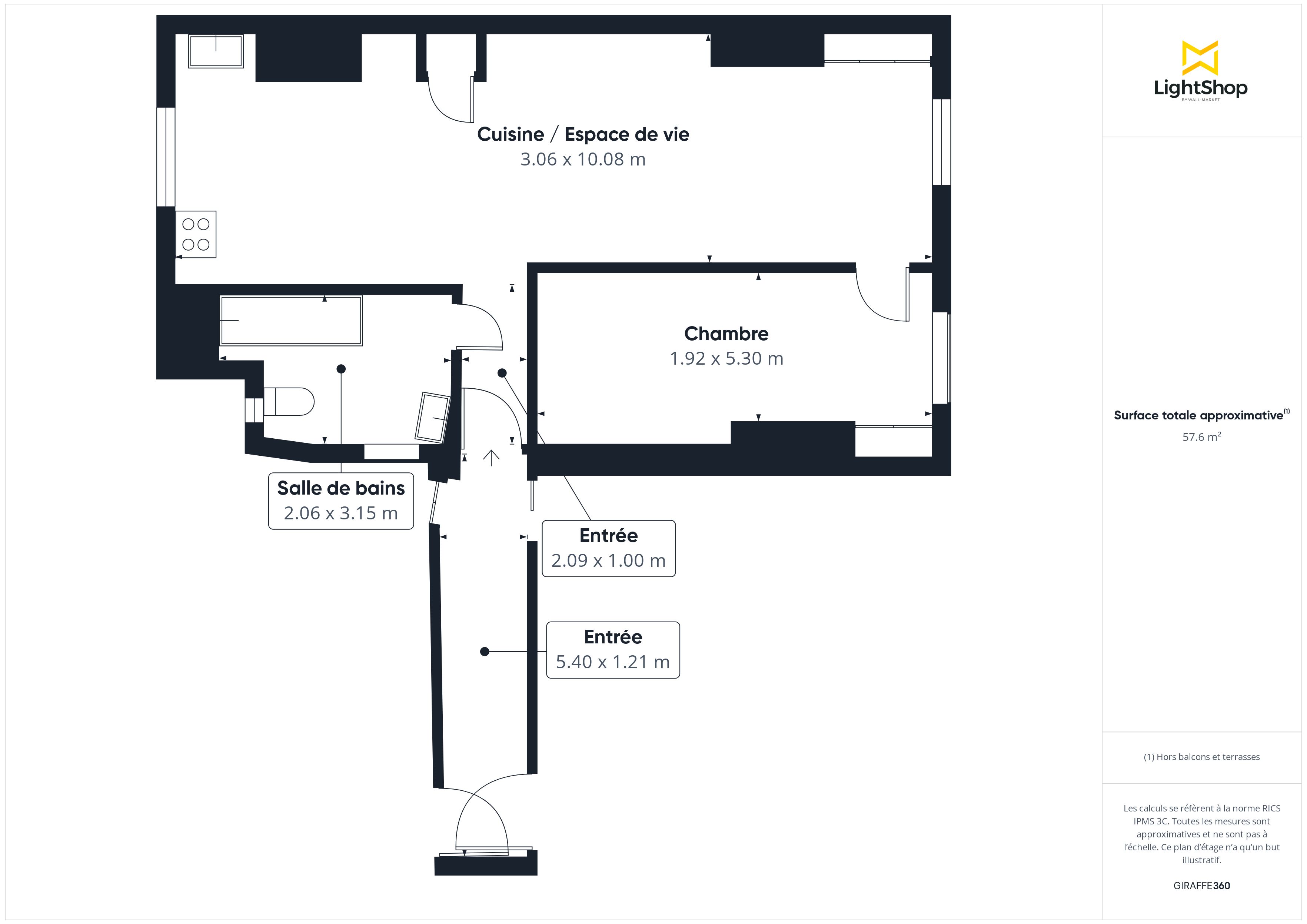 Plan 2D - Appartement 50.42 Lyon