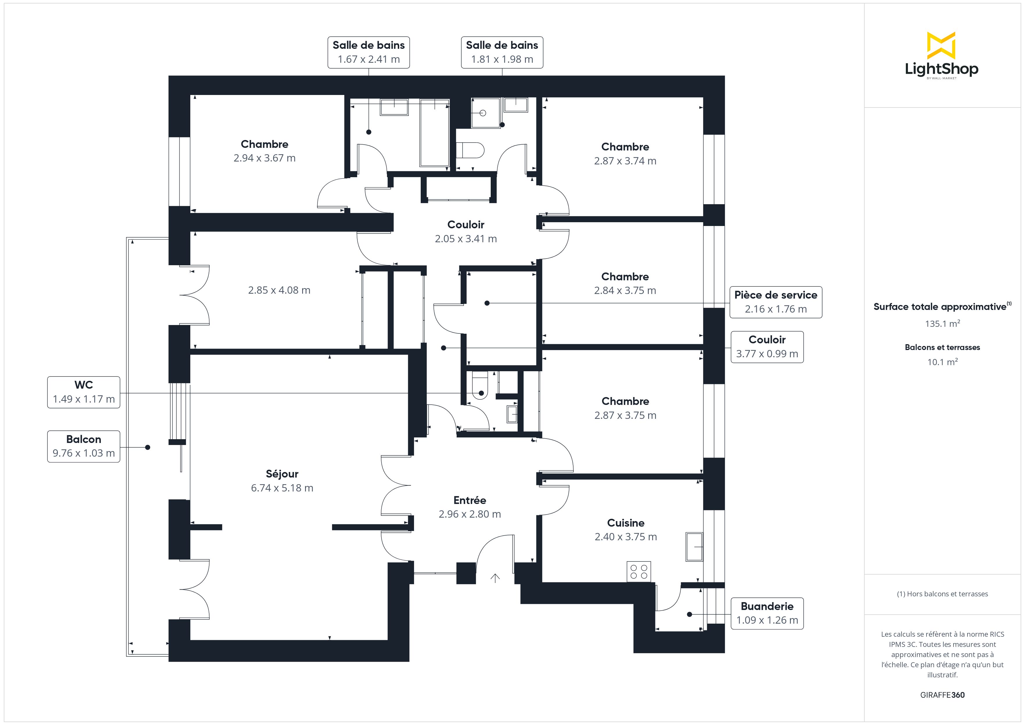 Plan 2D - Appartement 137.0 Versailles