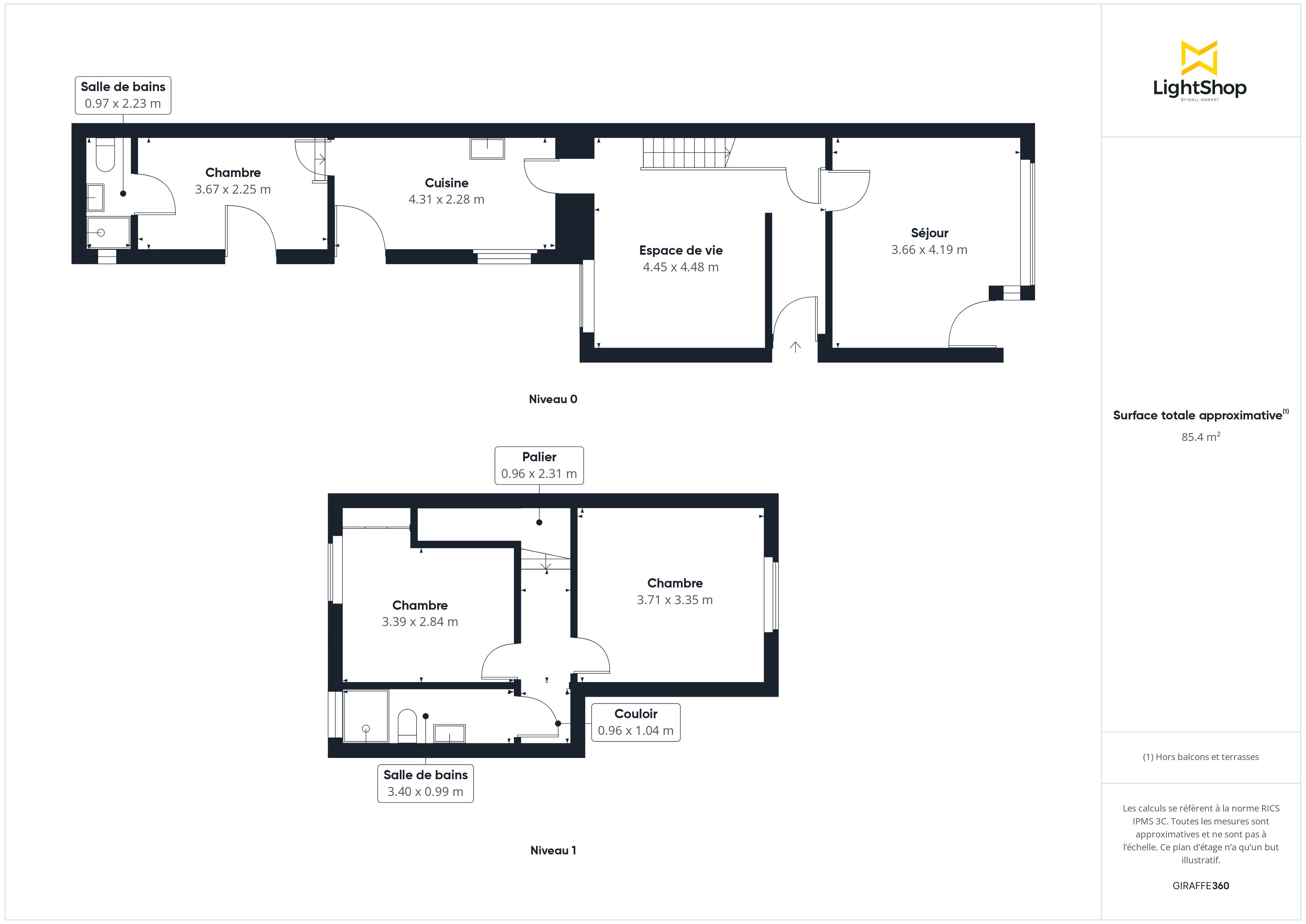 Plan 2D - Appartement 83.0 Nantes