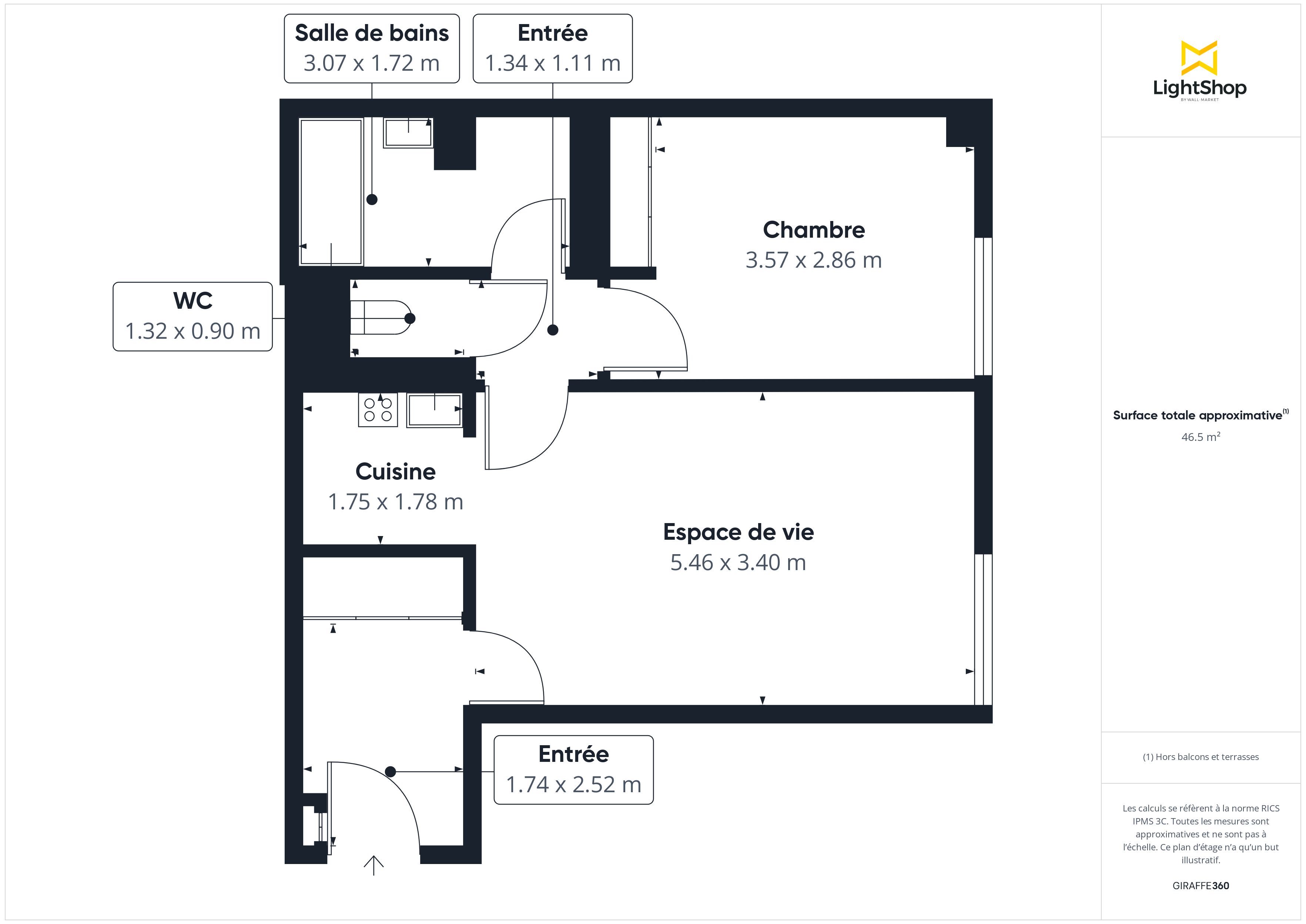 Plan 2D - Appartement 48.0 Bordeaux