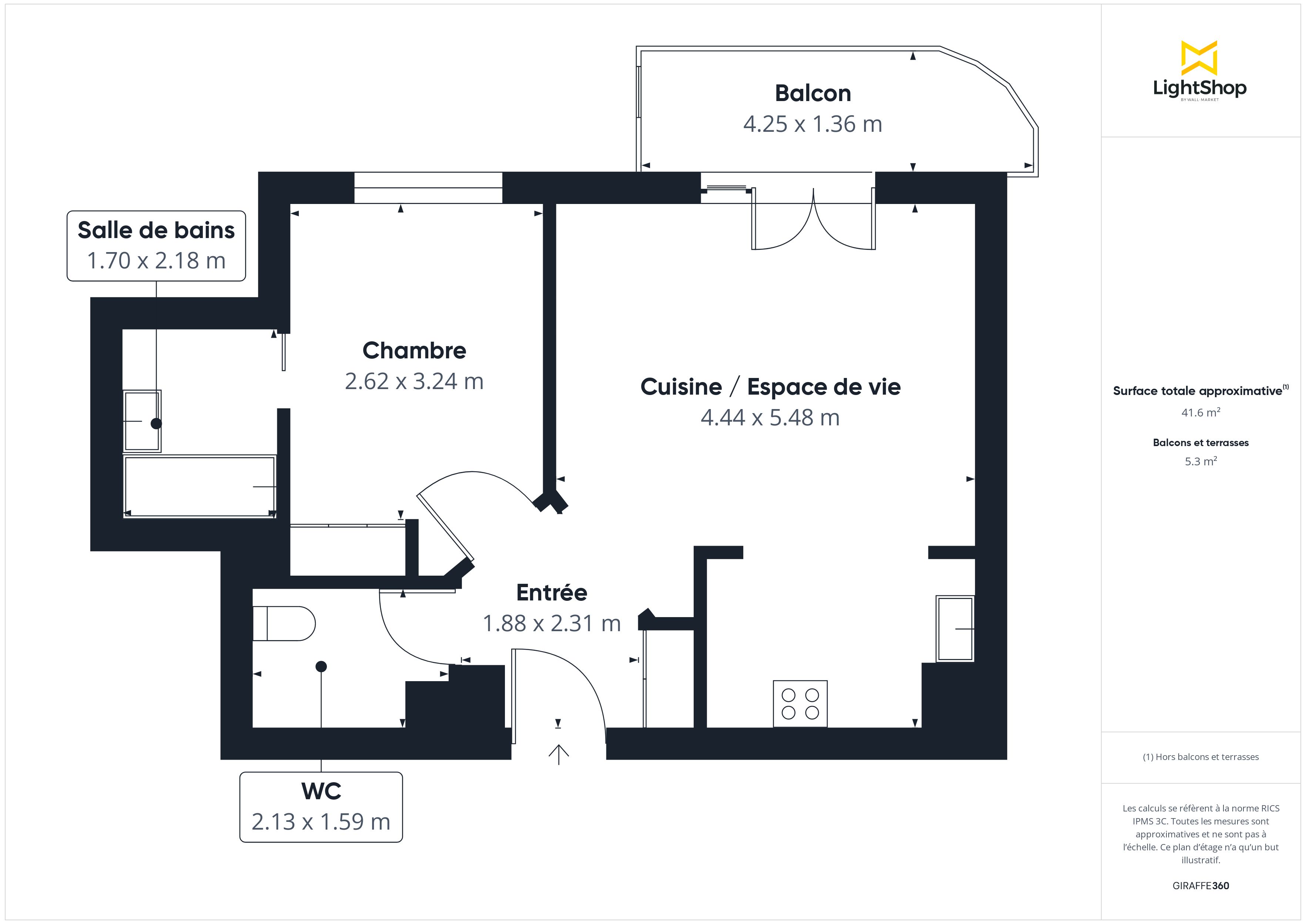 Plan 2D - Appartement 41.82 Suresnes