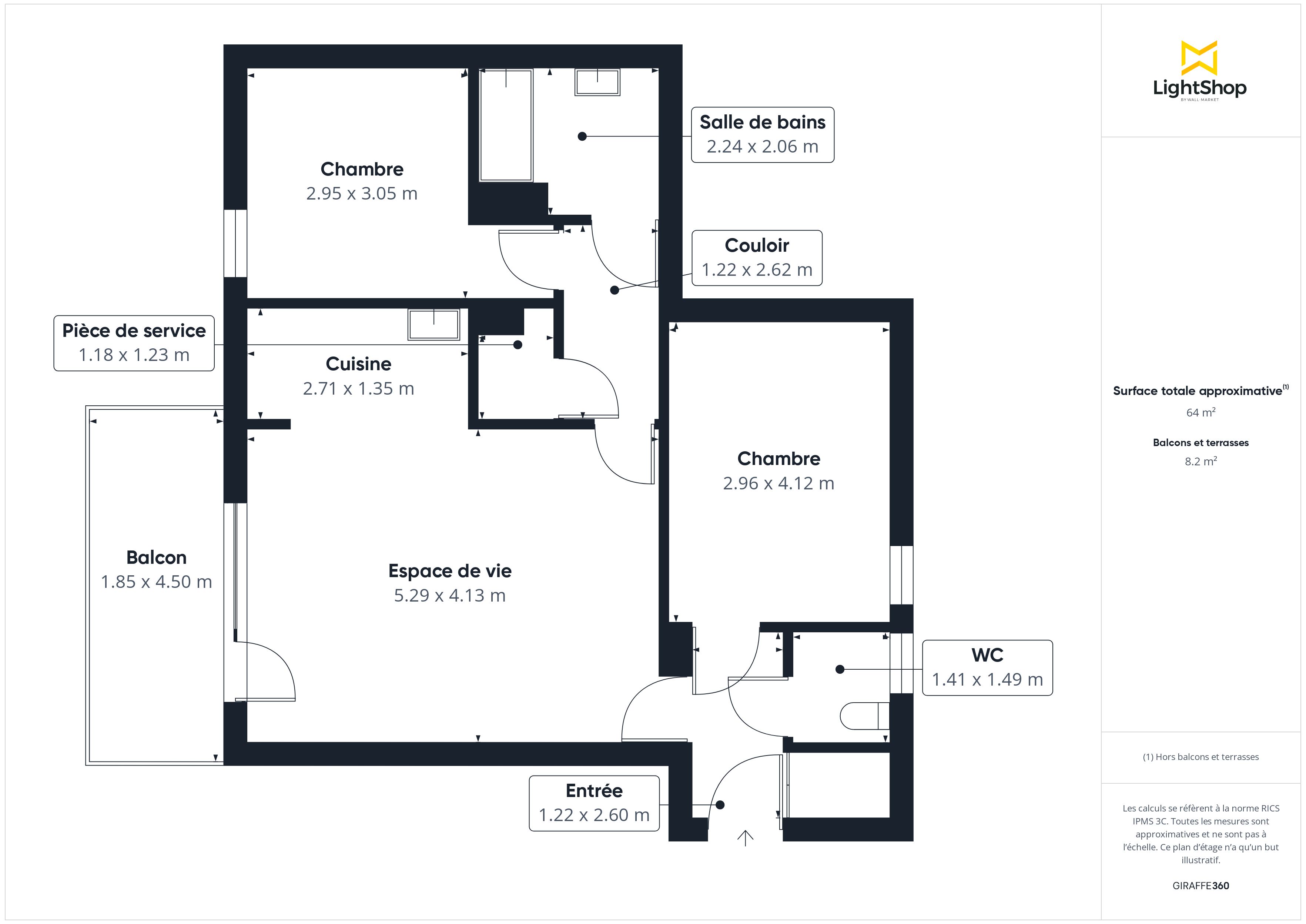 Plan 2D - Appartement 63.67 Rezé