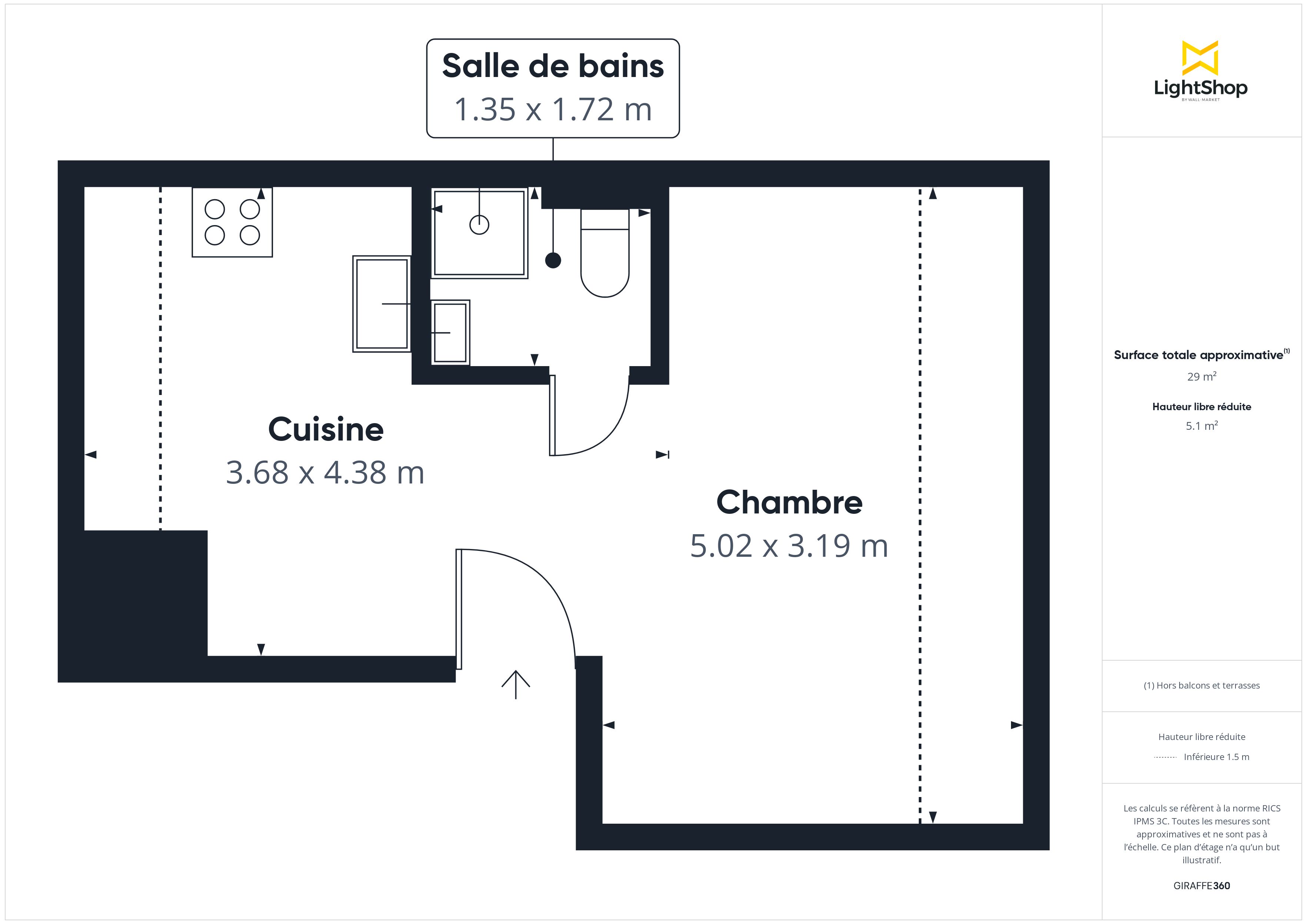 Plan 2D - Appartement 29.0 Tremblay-en-France