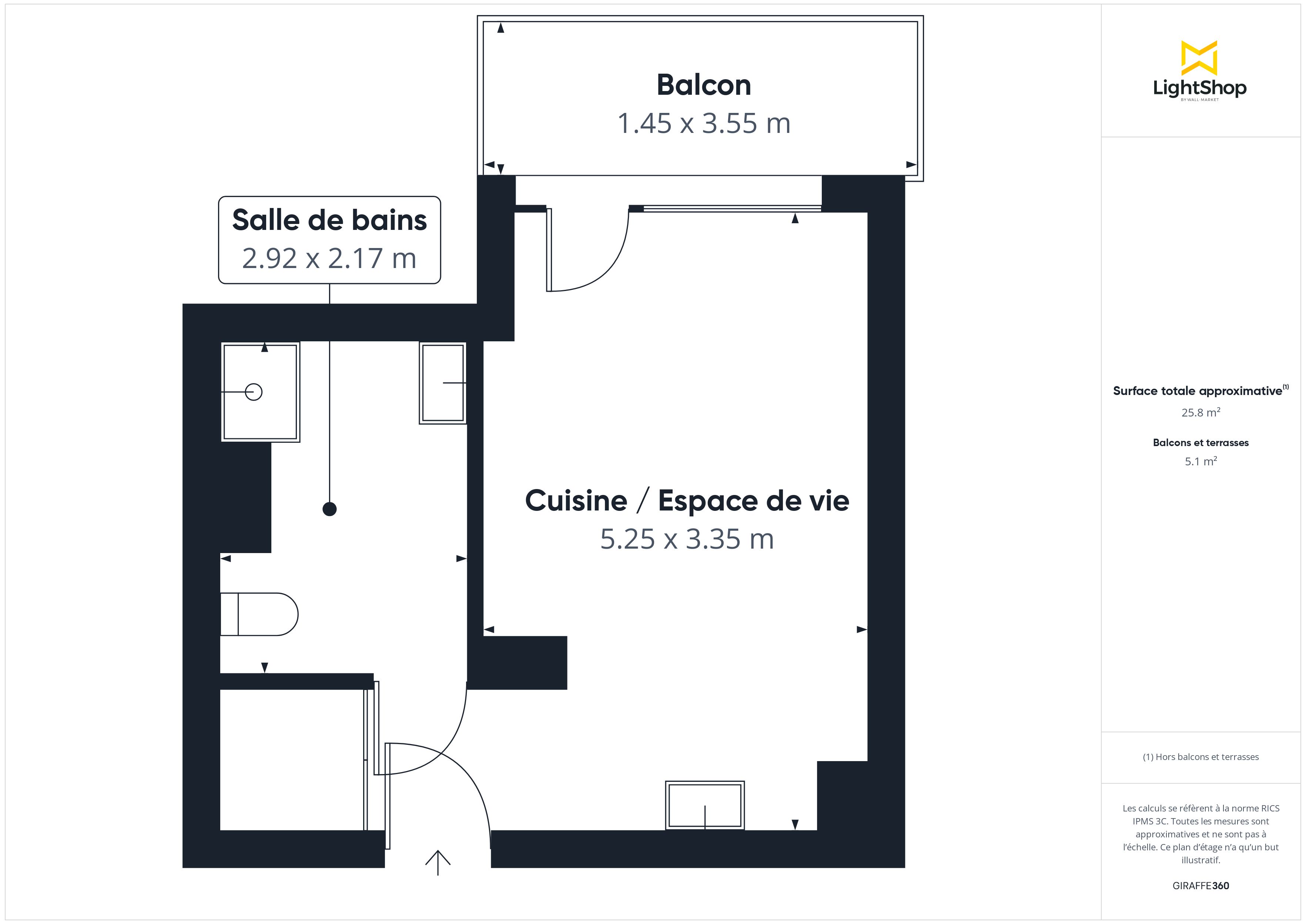 Plan 2D - Appartement 24.87 Les Lilas