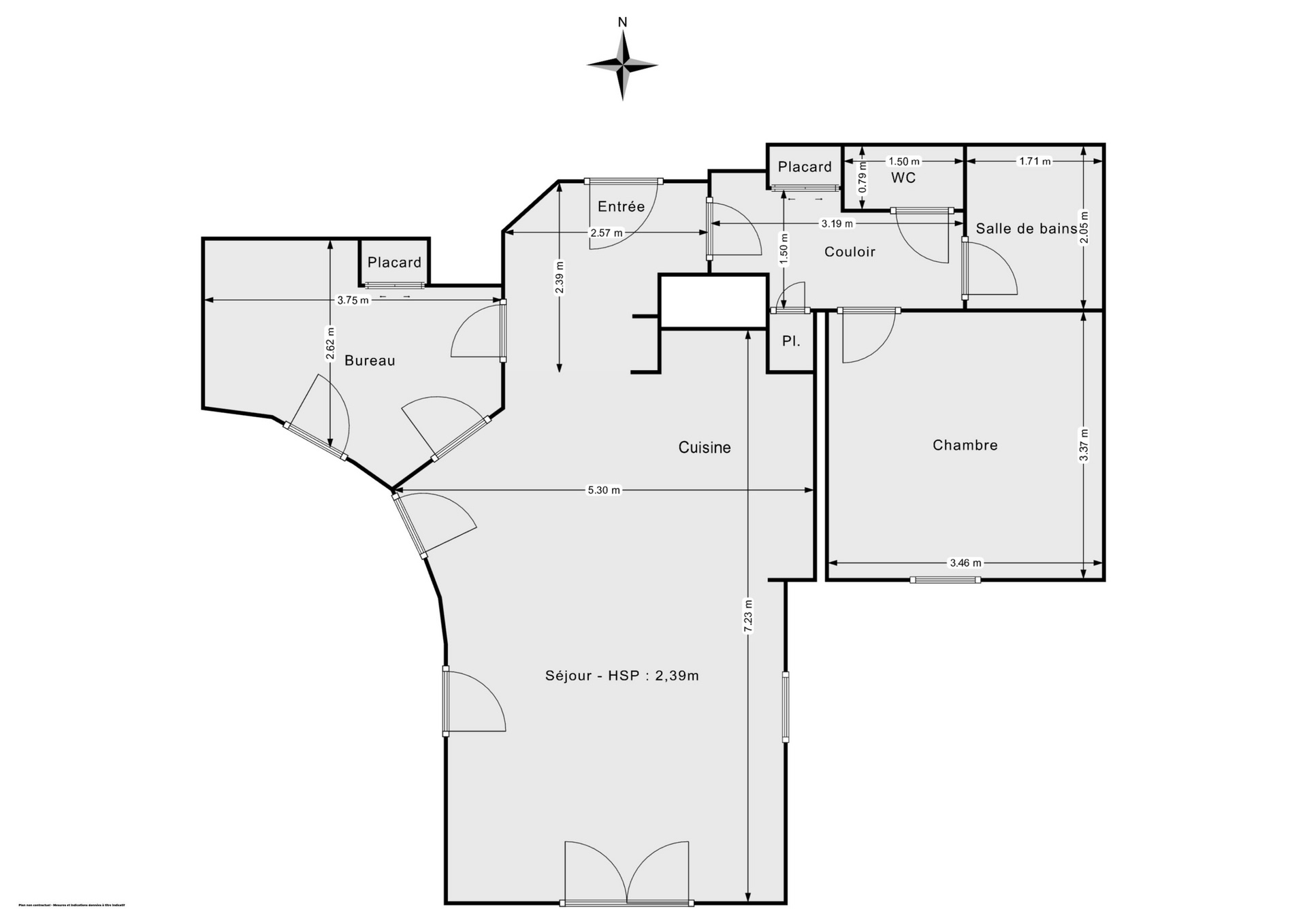 Plan 2D - Appartement 63.44 Lyon