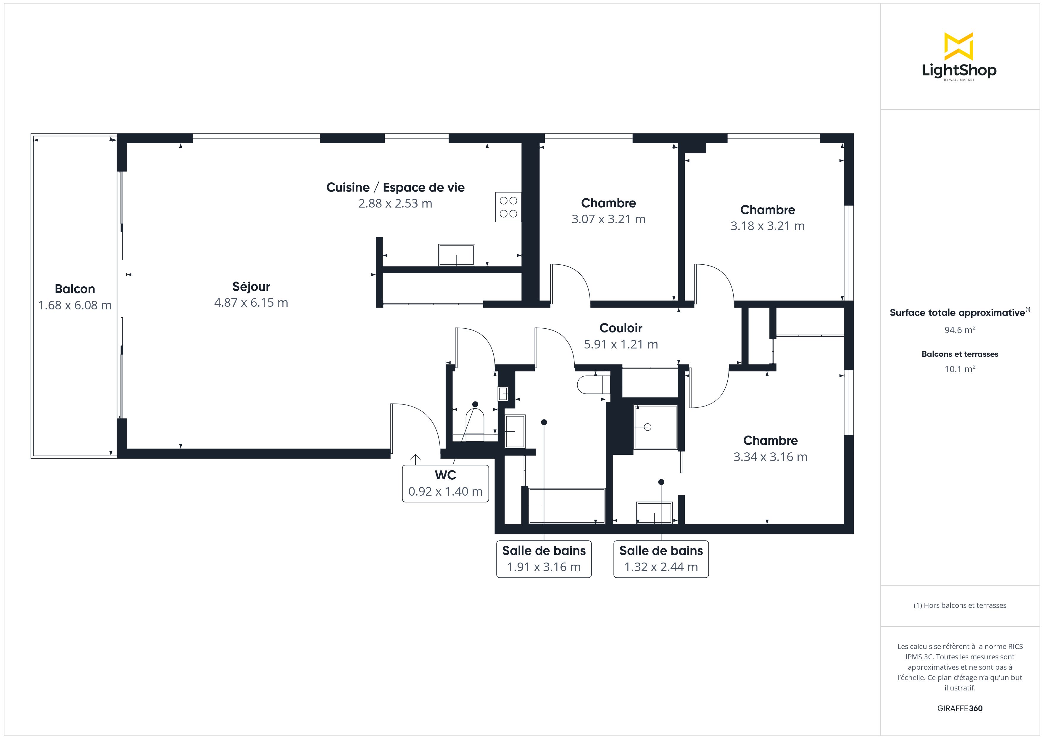 Plan 2D - Appartement 94.0 Nantes